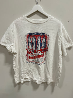 H&M Divided Côte d'Azur Sardines Mediterranean Graphic Tee White Size XXL