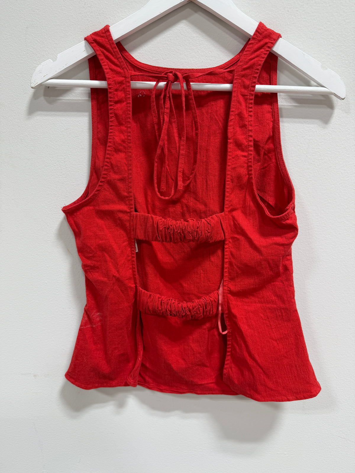 Free People Kaylor Backless Linen Blend Top Atlas Red Size M