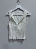 Free People Tilly Rib Button-Up Vest Tank Top Ivory White Size M