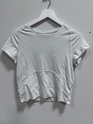 Free People We The Free Protagonist Cropped Cap Sleeve Baby Tee White Size L