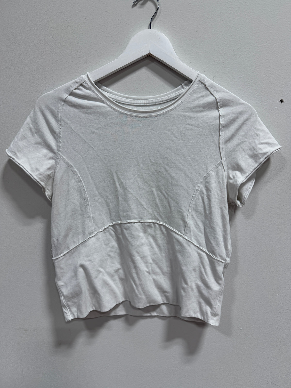 Free People We The Free Protagonist Cropped Cap Sleeve Baby Tee White Size L