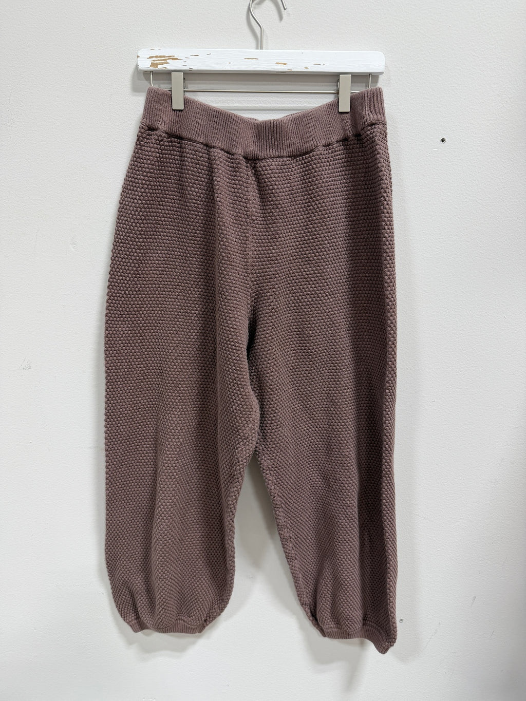 Free People FP Beach Textured Knit 2-Piece Cardigan & Pants Lounge Set - Mauve - M
