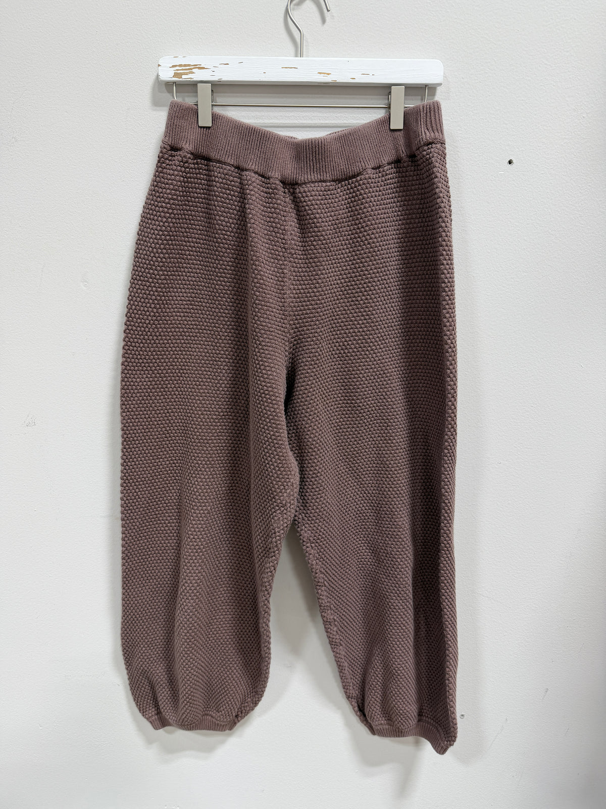 Free People FP Beach Textured Knit 2-Piece Cardigan & Pants Lounge Set - Mauve - M