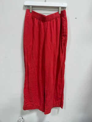 Abercrombie & Fitch Linen-Blend Wide-Leg Pull-On Pants Vivid Red Size M