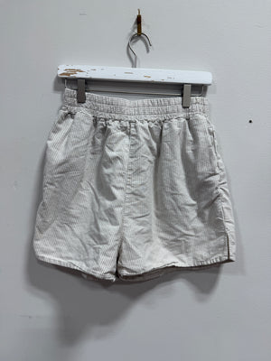 Djerf Avenue Breezy Shorts Beige Stripe Organic Cotton Size M