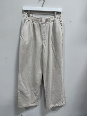 Zara Basic Fleece Wide-Leg Plush Jogger Sweatpants Sand Marl Size M