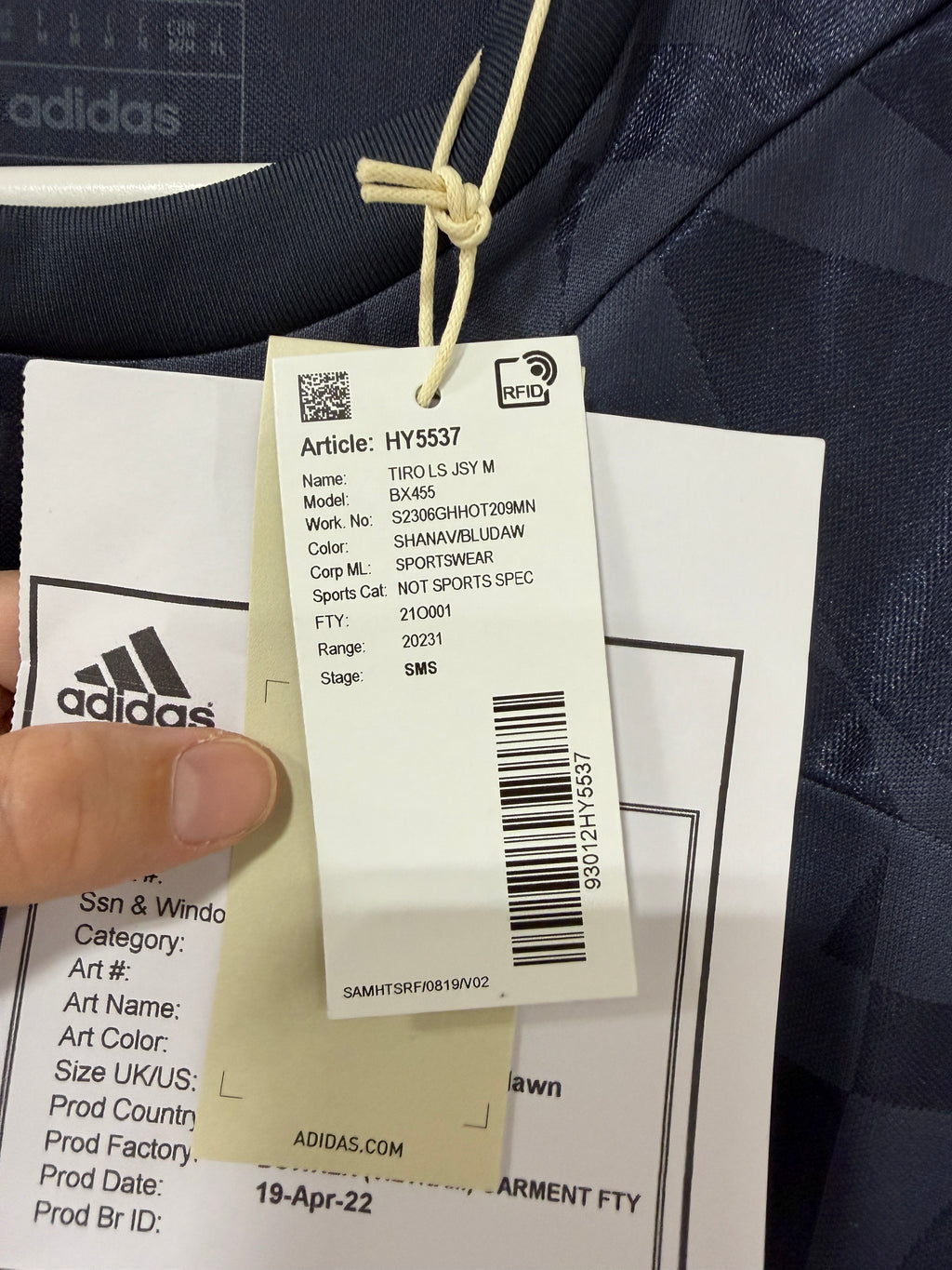 Adidas Tiro Longsleeve Jersey Shadow Navy Size Mens Medium