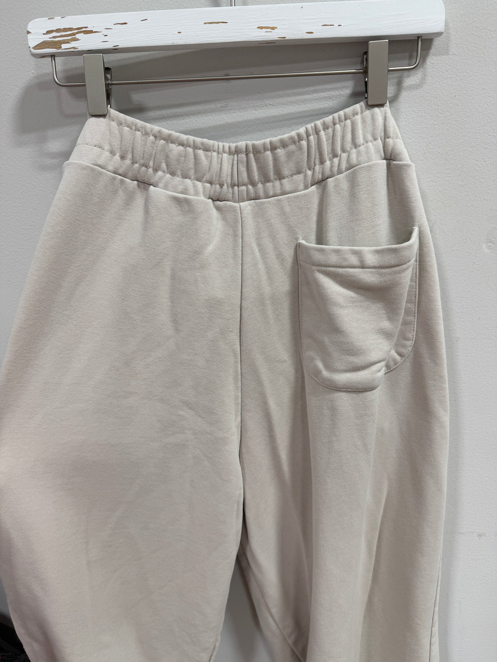 Zara Basic Fleece Wide-Leg Plush Jogger Sweatpants Sand Marl Size M