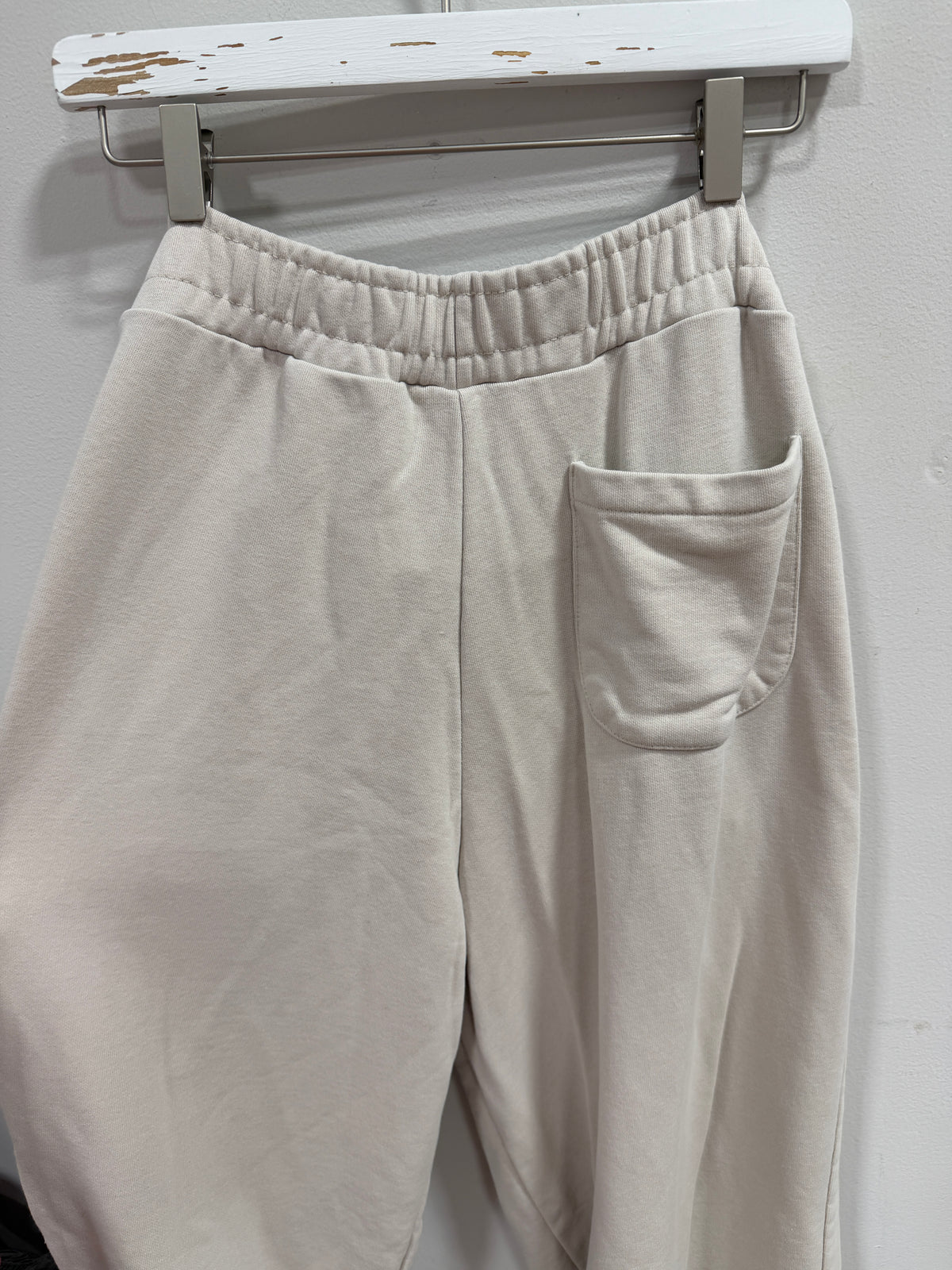 Zara Basic Fleece Wide-Leg Plush Jogger Sweatpants Sand Marl Size M