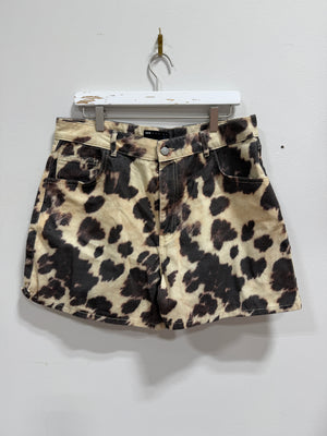 ASOS DESIGN Dad Shorts in Buttermilk Cow Print Denim Women's Size US 12