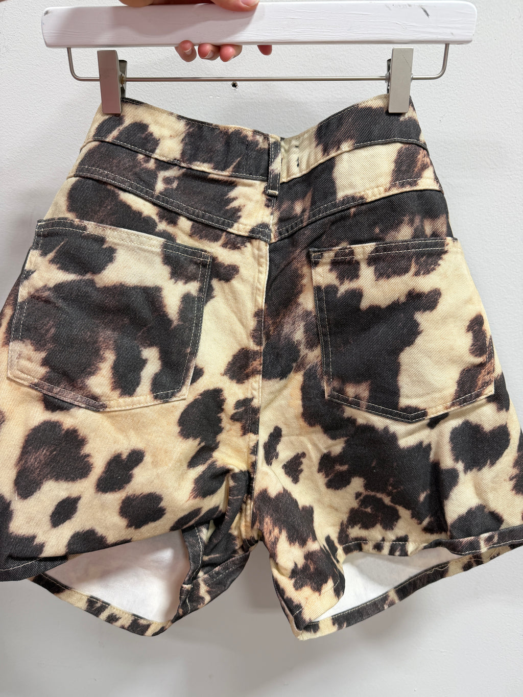 ASOS DESIGN Dad Shorts in Buttermilk Cow Print Denim Women's Size US 12