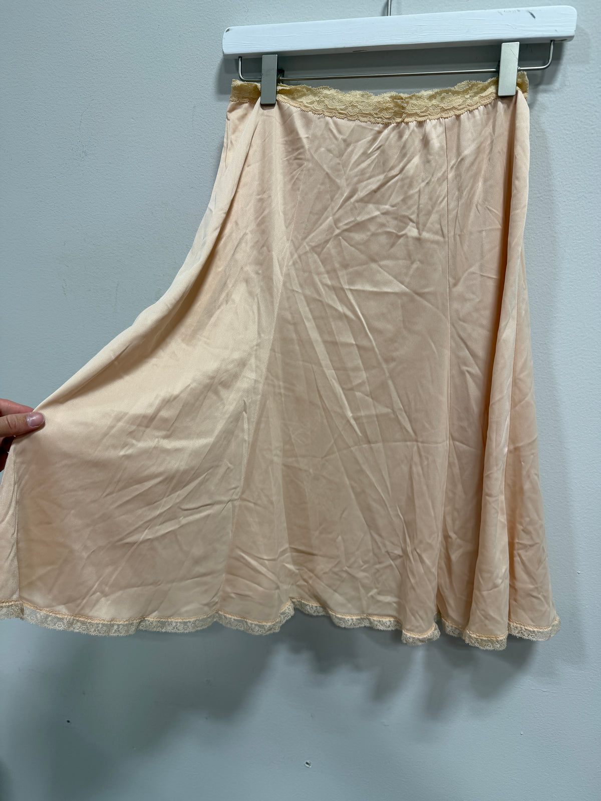 Vintage Tan Lace Trimmed Half Slip Skirt