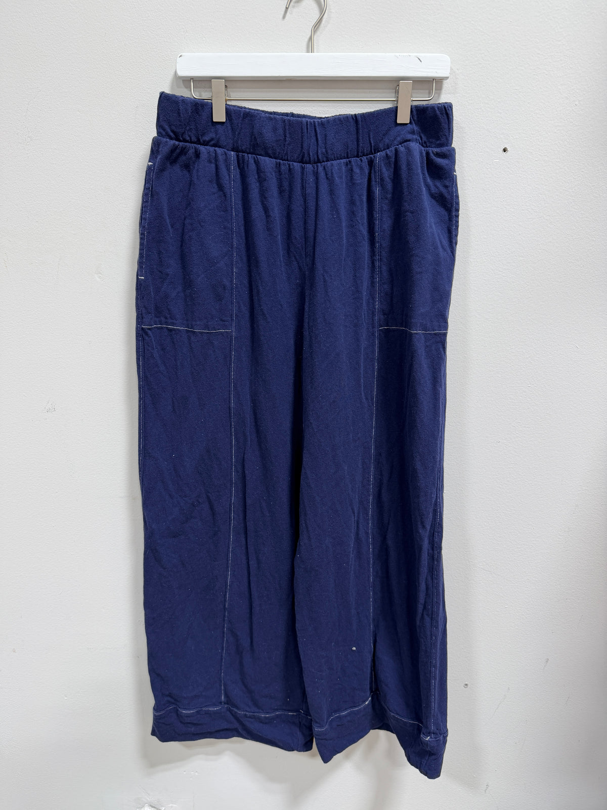 Free People free-est Strada 100% Cotton Cardigan & Wide-Leg Pants Lounge Set - Navy - M