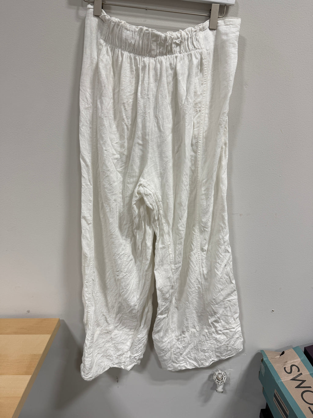 Free People Day's End Linen Pull-On Pants in Clean Ivory, Size Small