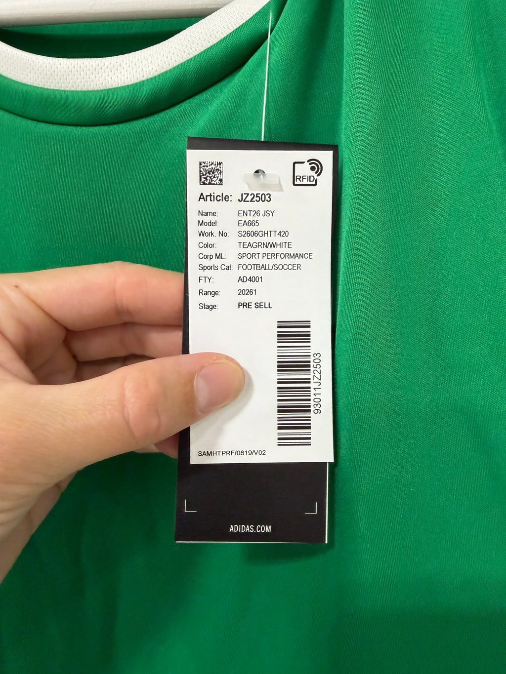 Adidas Entrada 26 Jersey Mens Light Green Sz Medium
