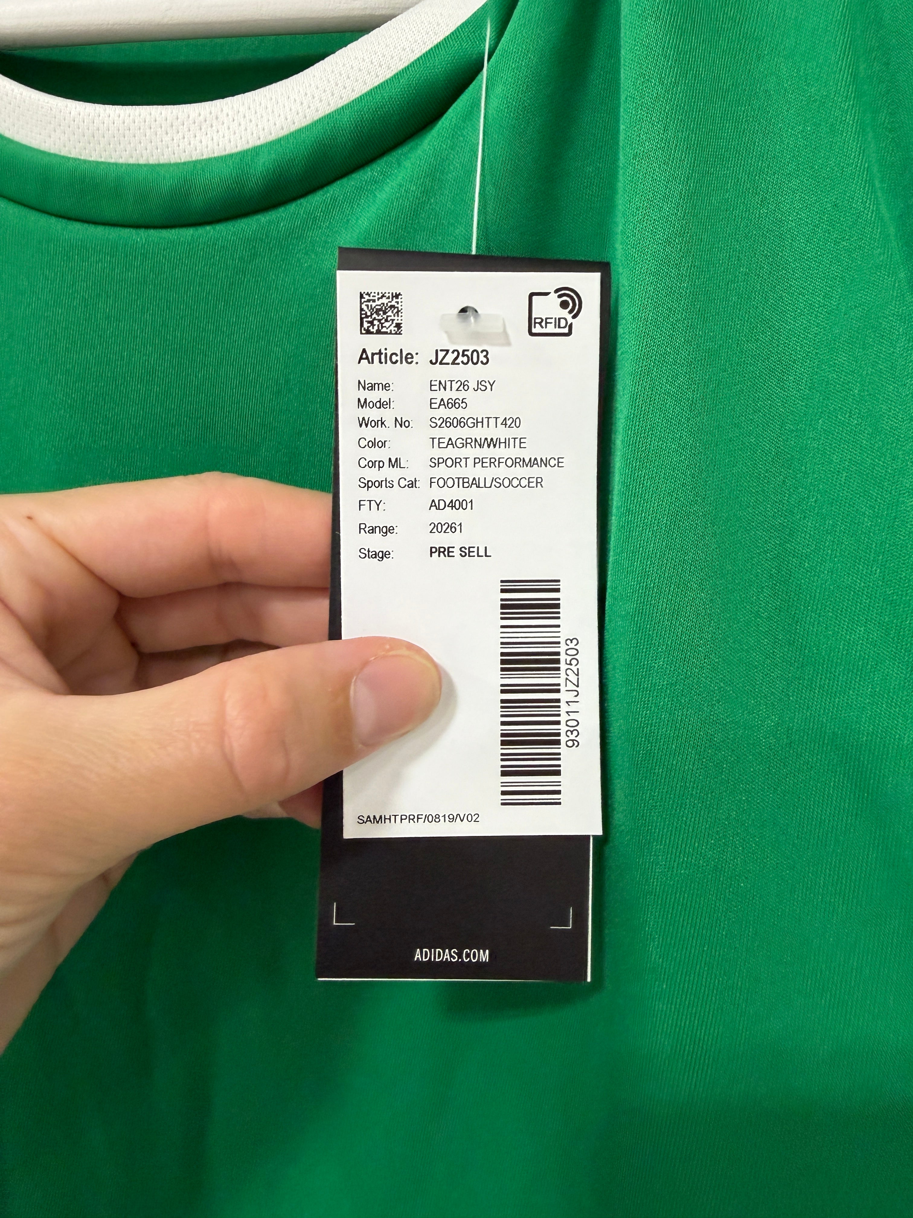 Adidas Entrada 26 Jersey Mens Light Green Sz Medium