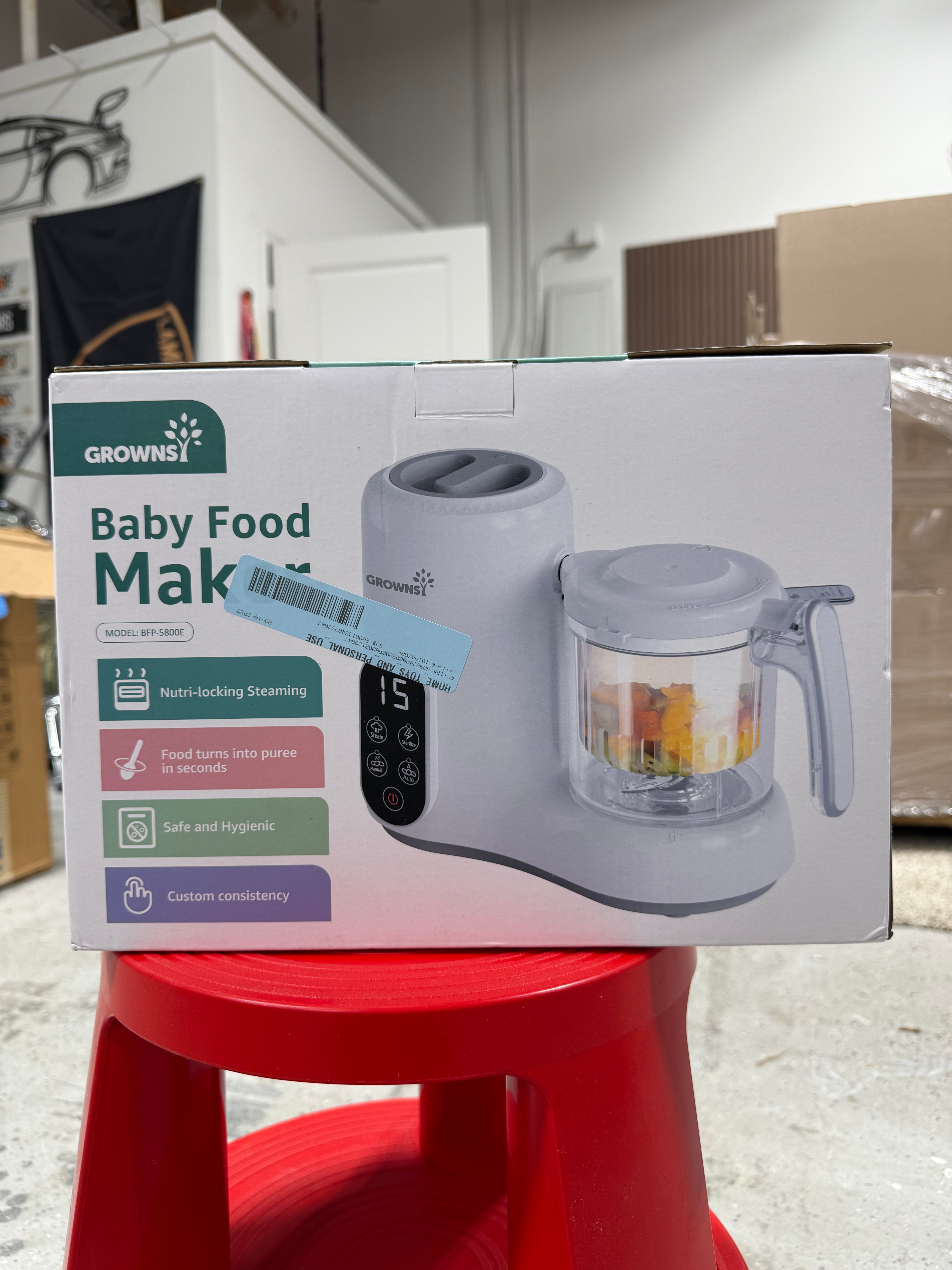 Grownsy Gz-Bfm Stainless Steel Multi-Function Auto Cooking & Grinding Baby Food Maker - White