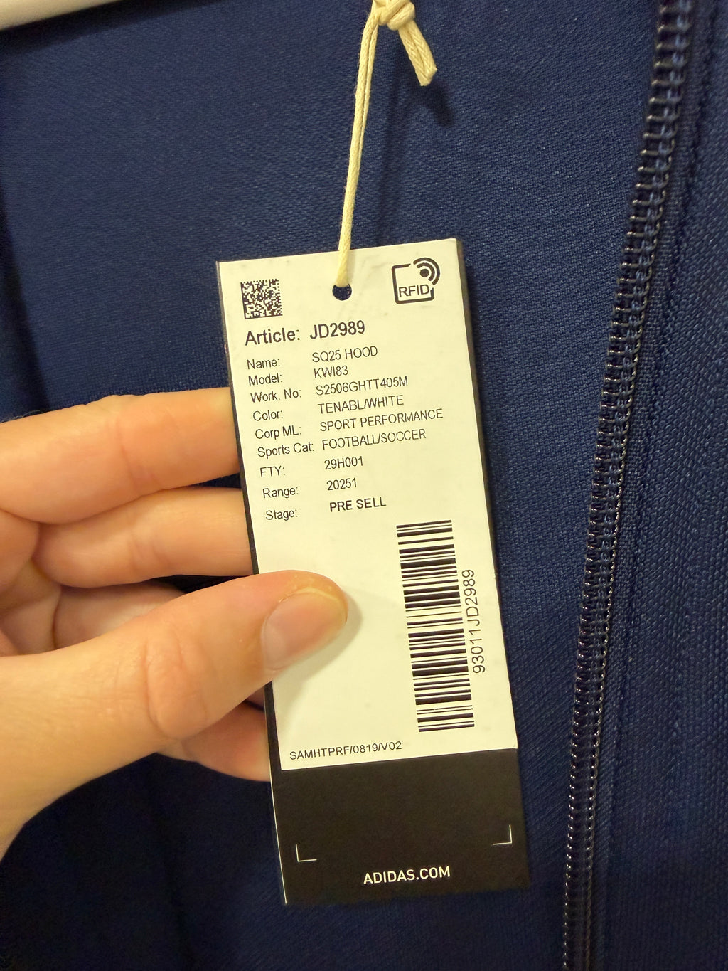 Adidas Squadra 25 Hoodie Mens Size Medium Navy