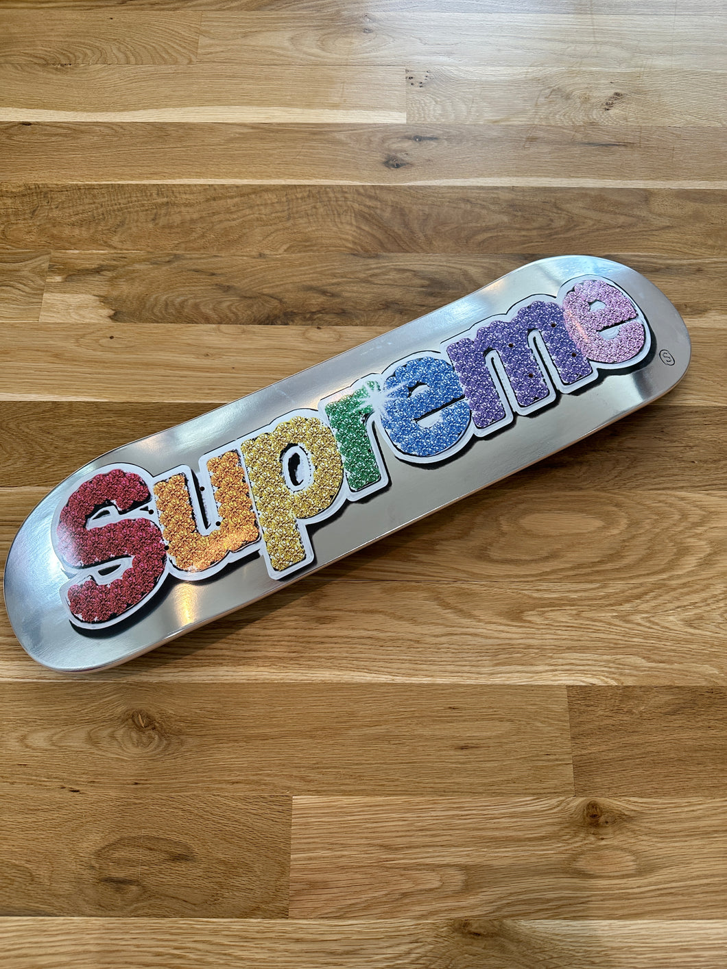 Supreme Bling Box Logo Skateboard Deck Platinum