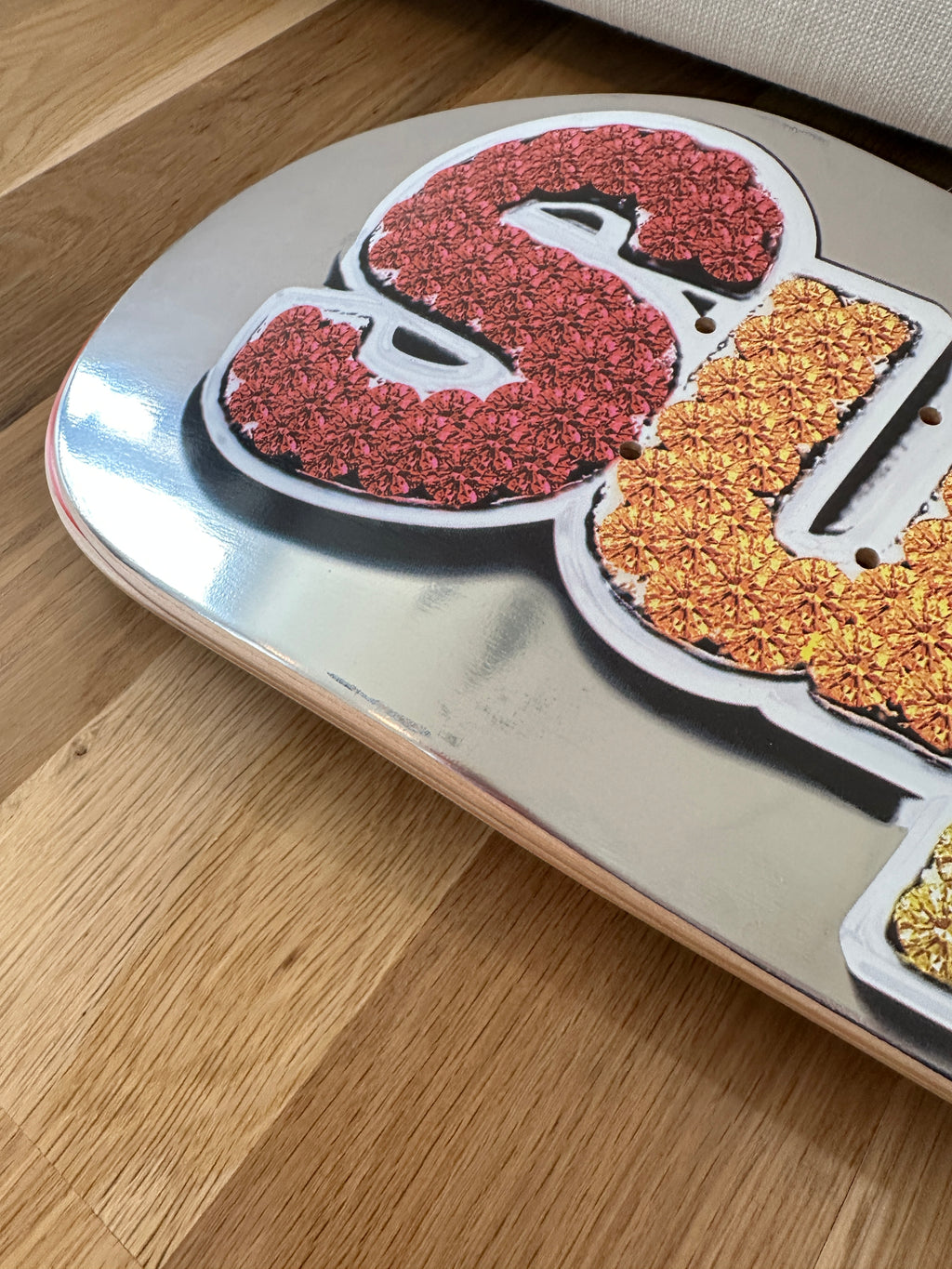 Supreme Bling Box Logo Skateboard Deck Platinum