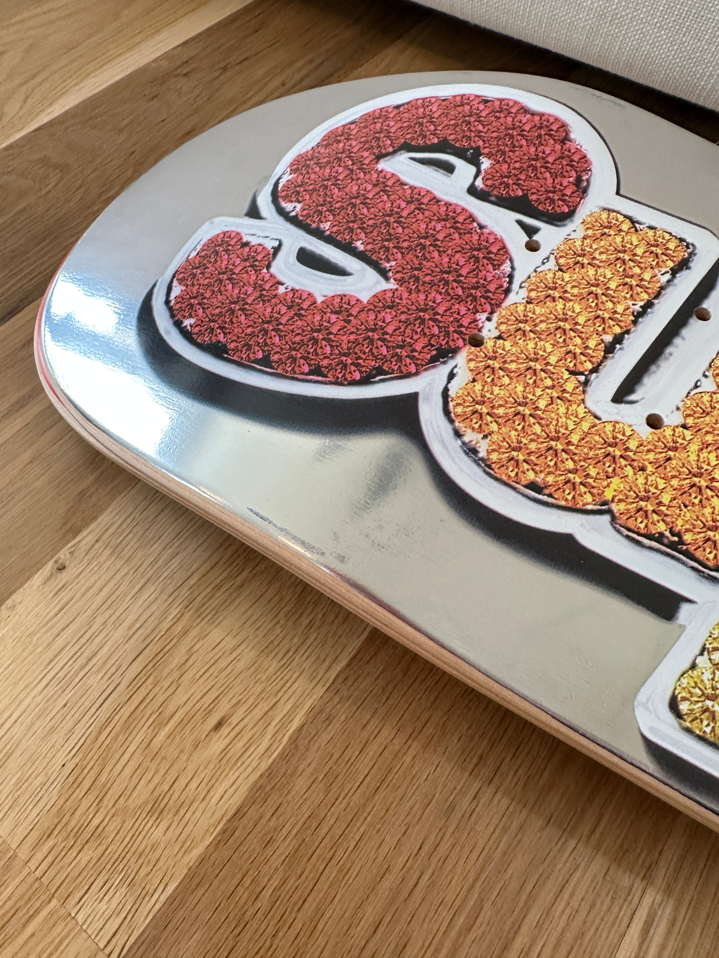 Supreme Bling Box Logo Skateboard Deck Platinum