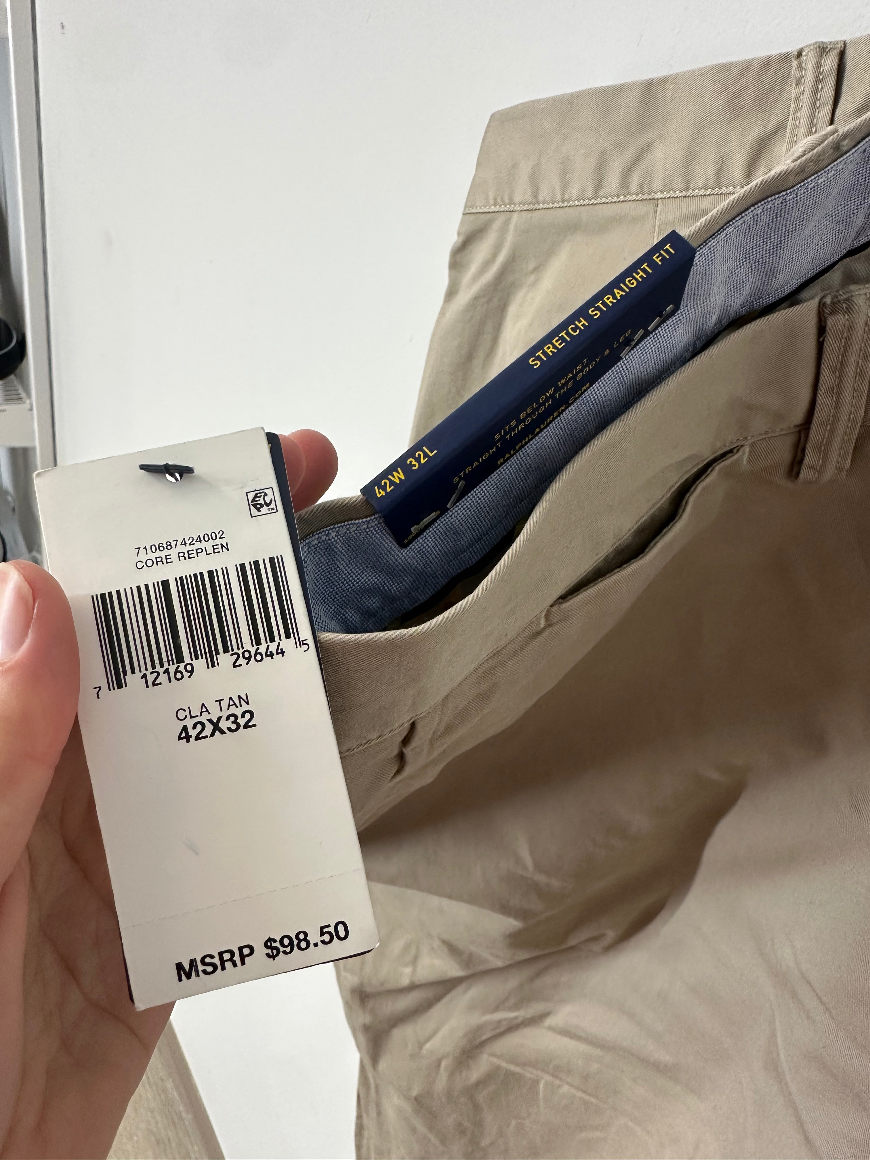 NEW Polo Ralph Lauren cotton chino pants men's sz 42x32