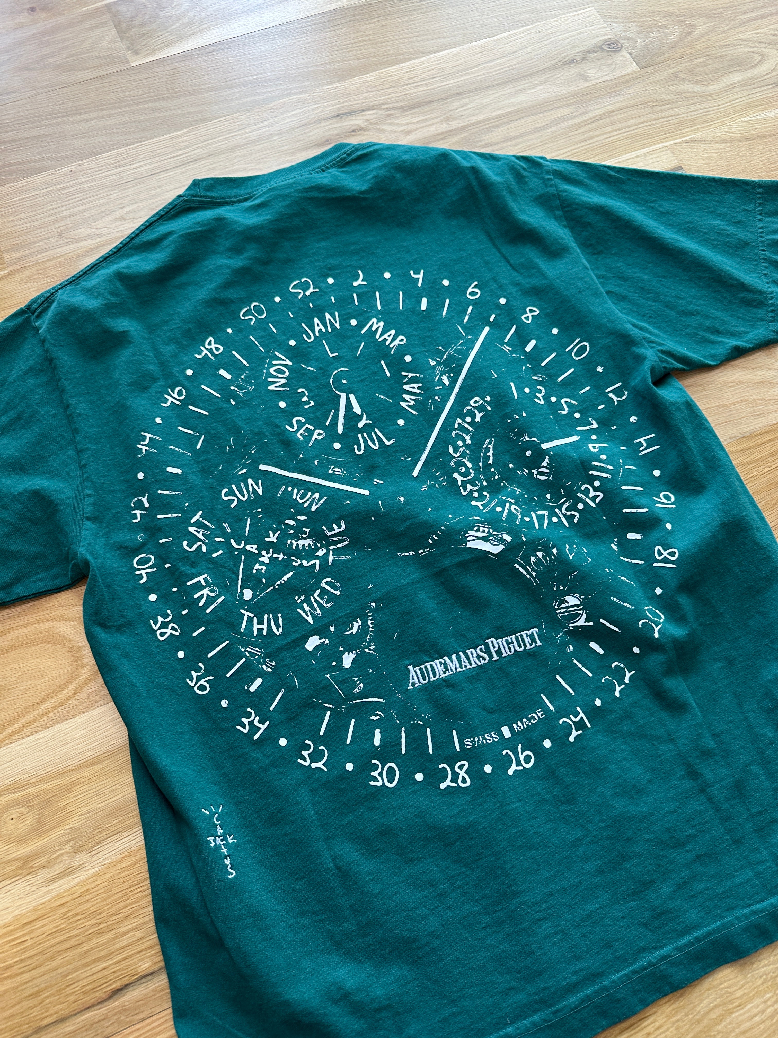 Travis Scott CJ x Audemars Piguet Watch Face Tee Green Sz L