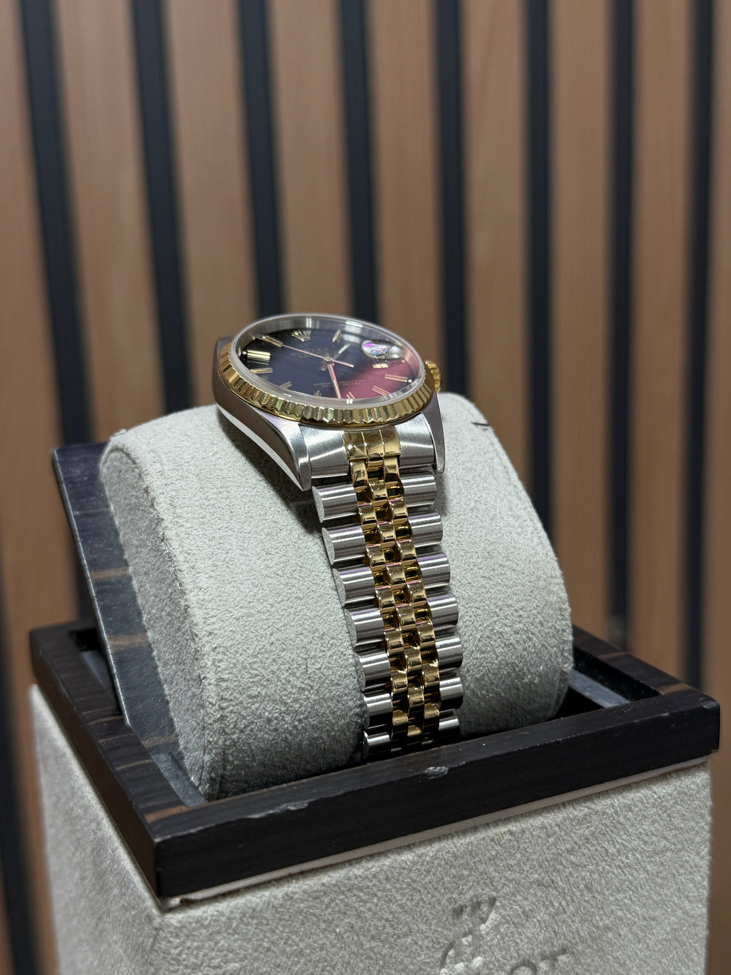 Rolex Datejust 36mm 16233 Black Stick Dial Two Tone Fluted Jubilee
