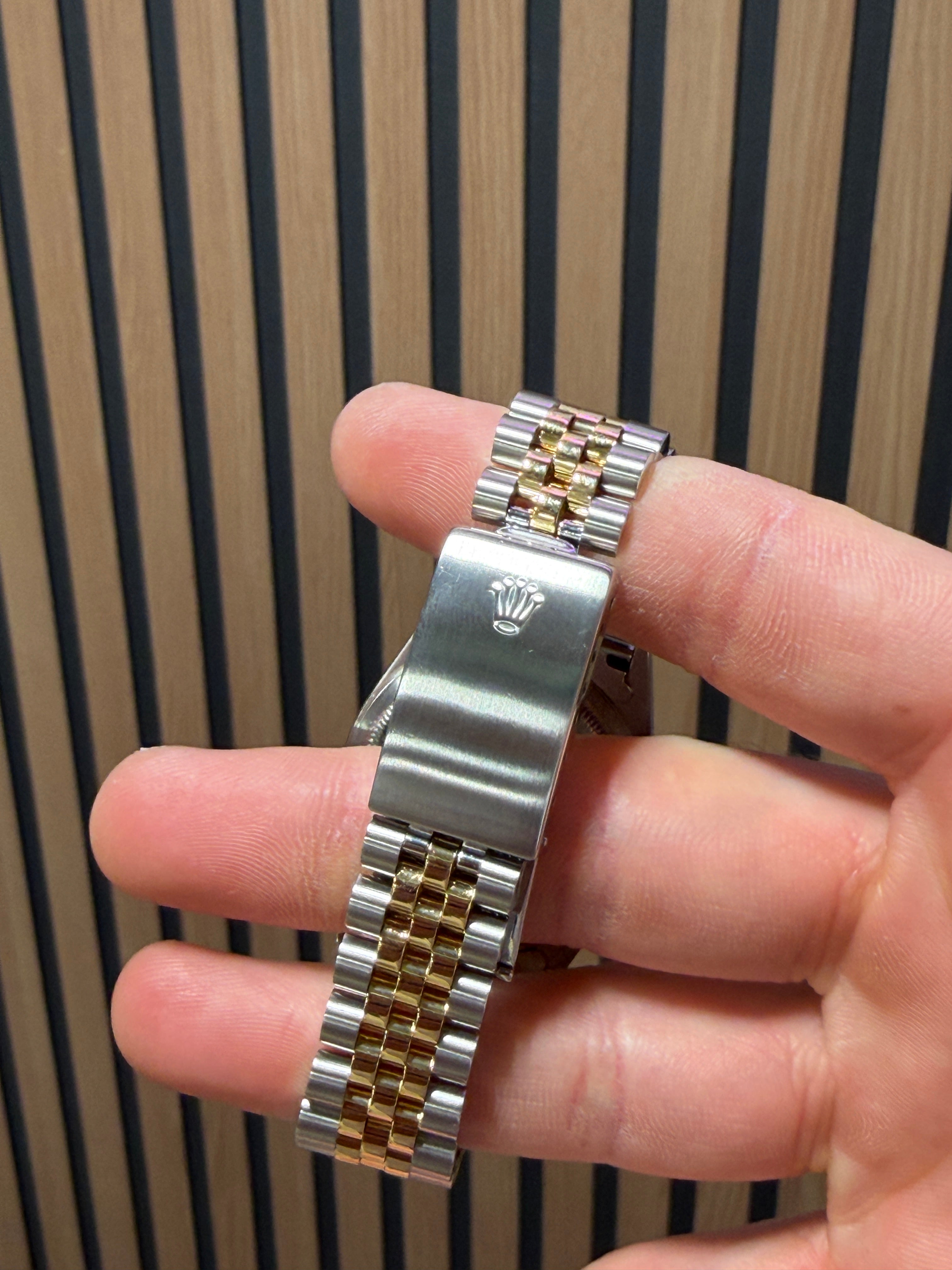 Rolex Datejust 36mm 16233 Black Stick Dial Two Tone Fluted Jubilee