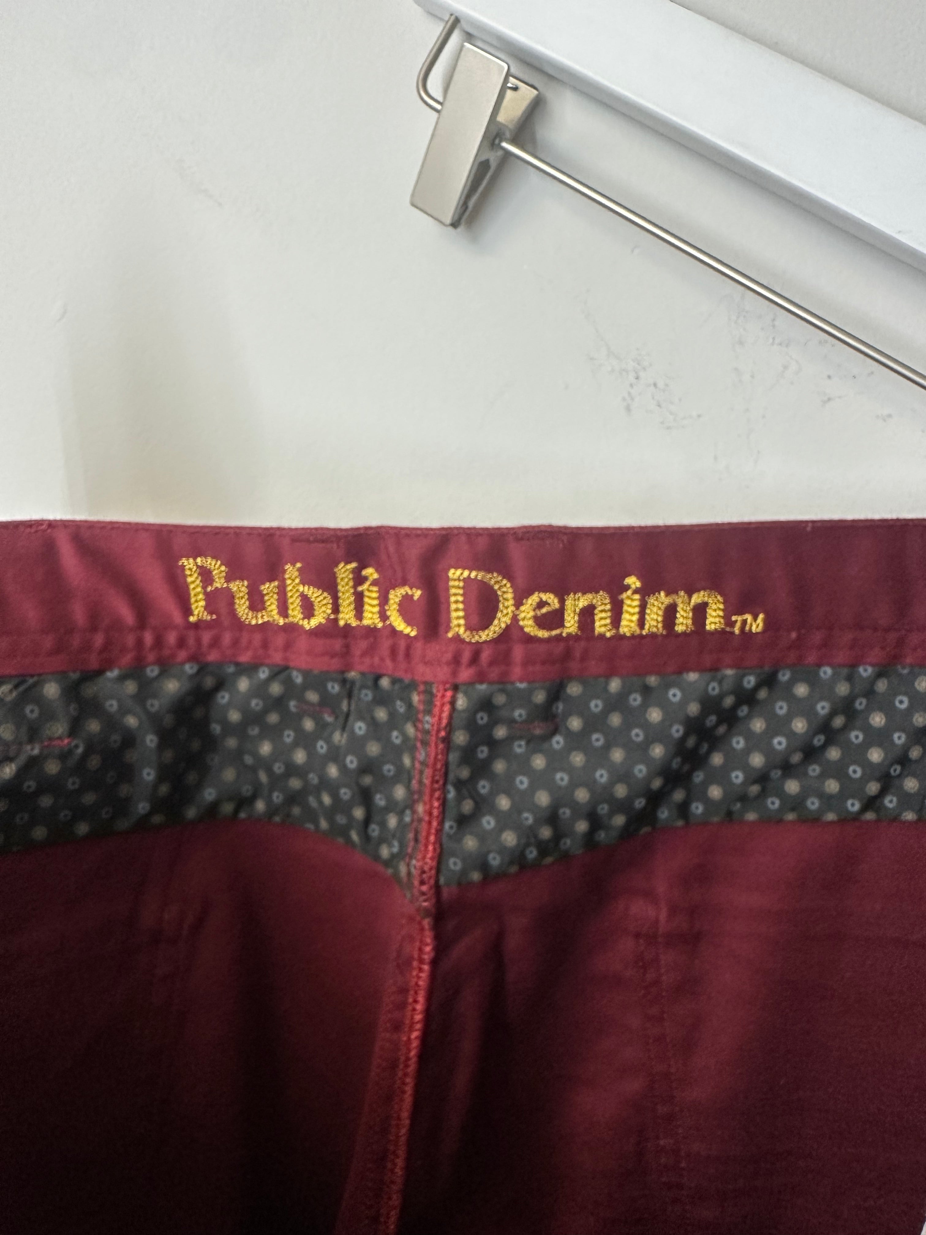 Public Denim burgundy-colored stretch denim pants men's sz 44