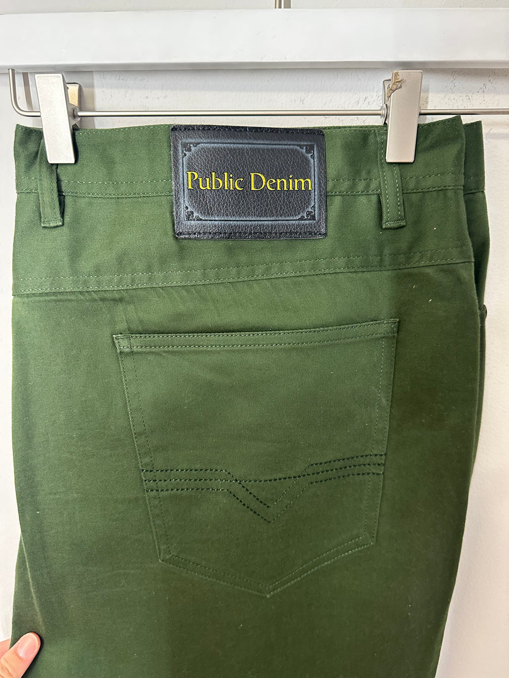 Public Denim olive green skinny leg pants men's sz 44