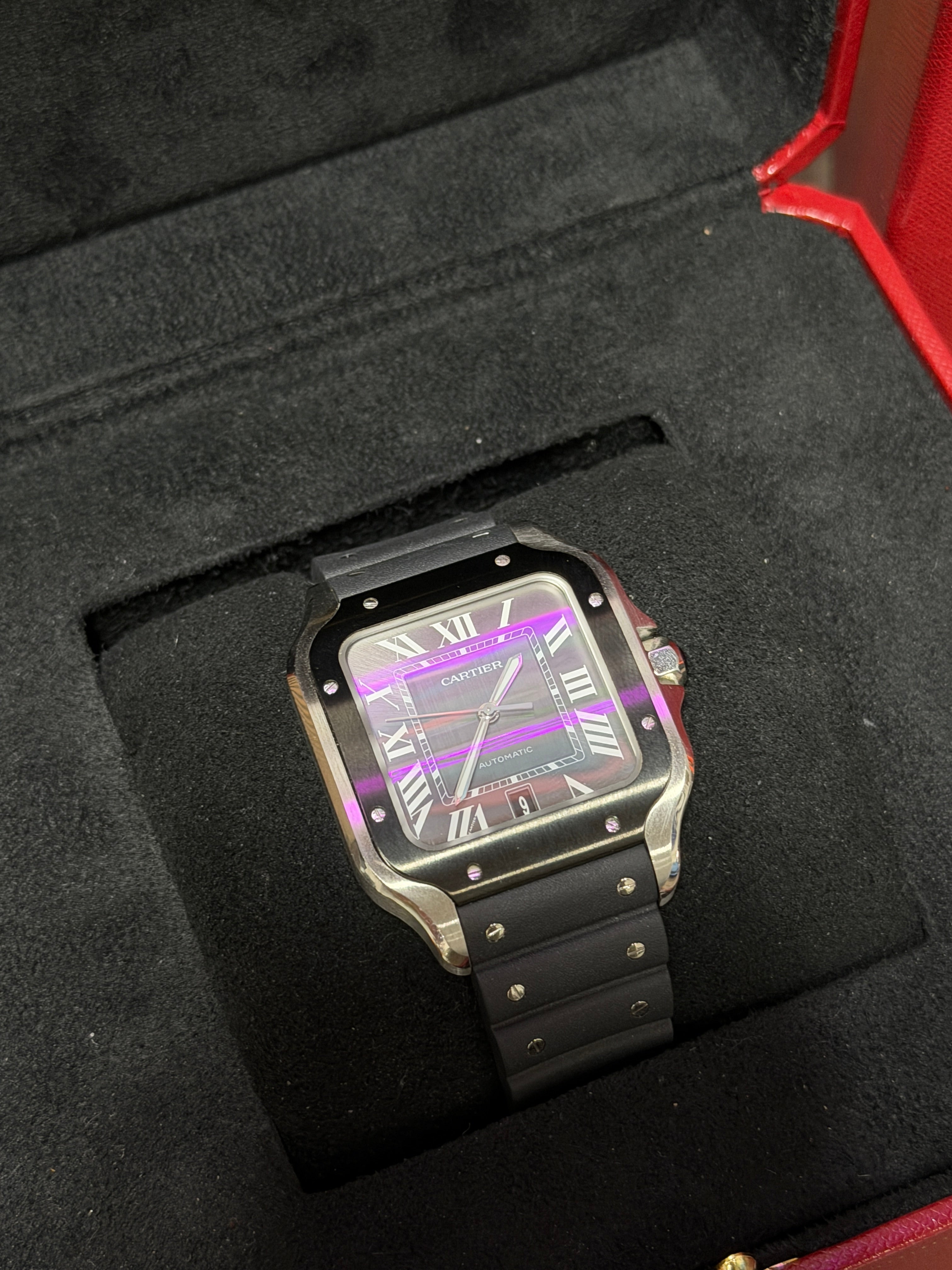 Cartier Santos Large 39.8mm WSSA0037 Gray Dial Ceramic Bezel