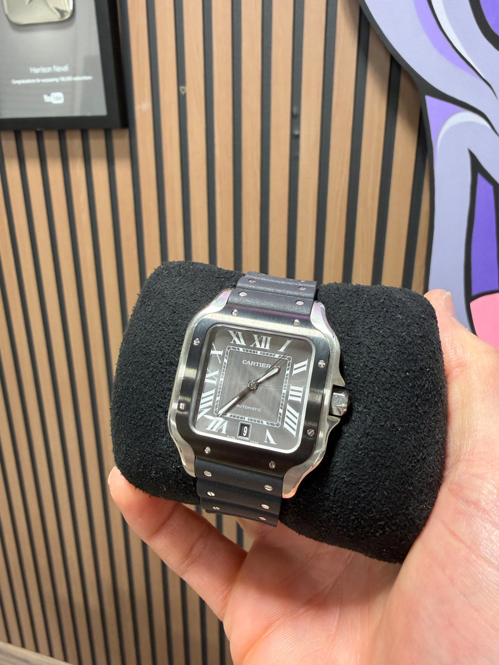 Cartier Santos Large 39.8mm WSSA0037 Gray Dial Ceramic Bezel