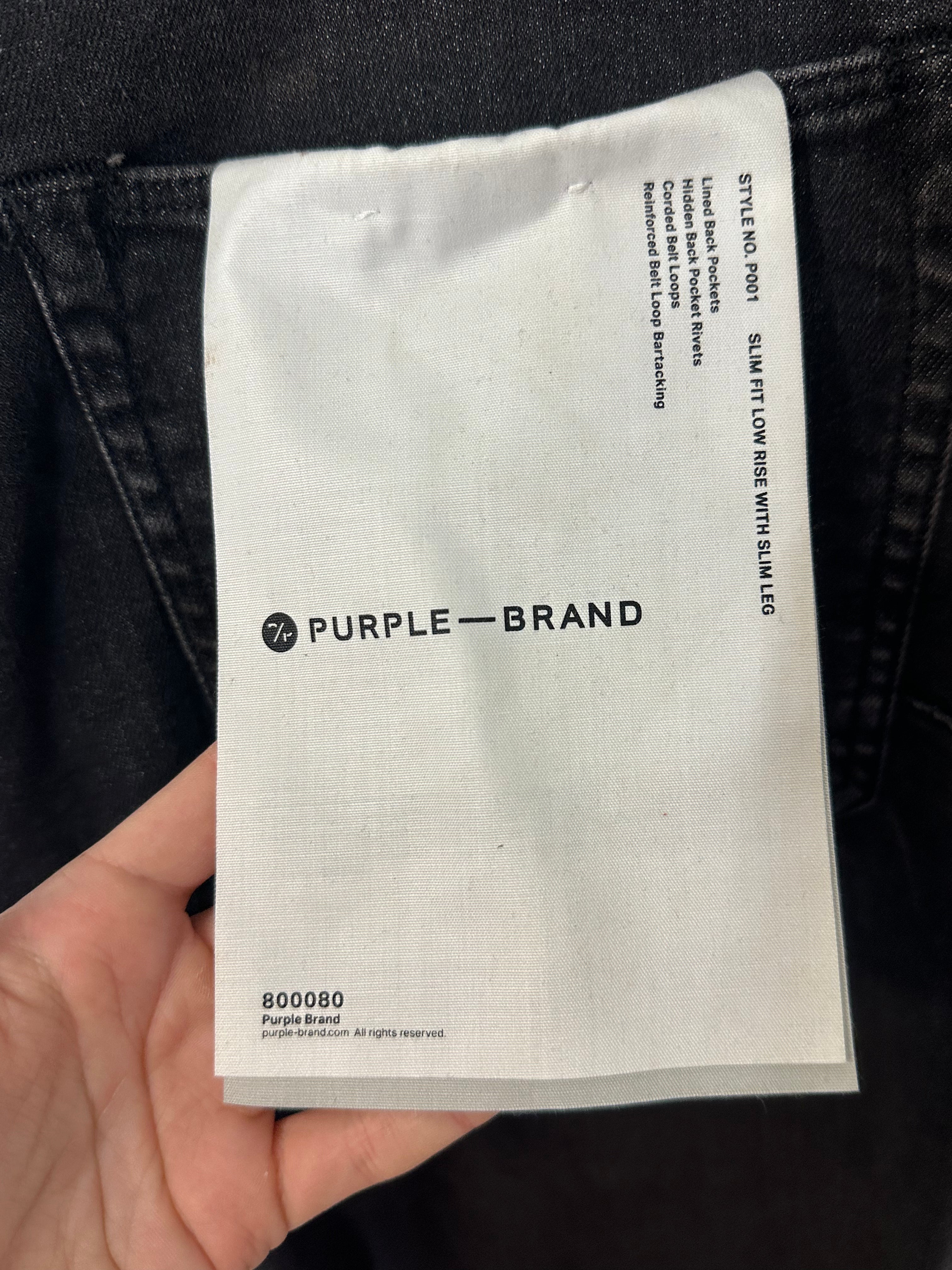 NEW Purple Brand men's jeans in Style No. P001 (Slim Fit Low Rise with Slim Leg) sz 40