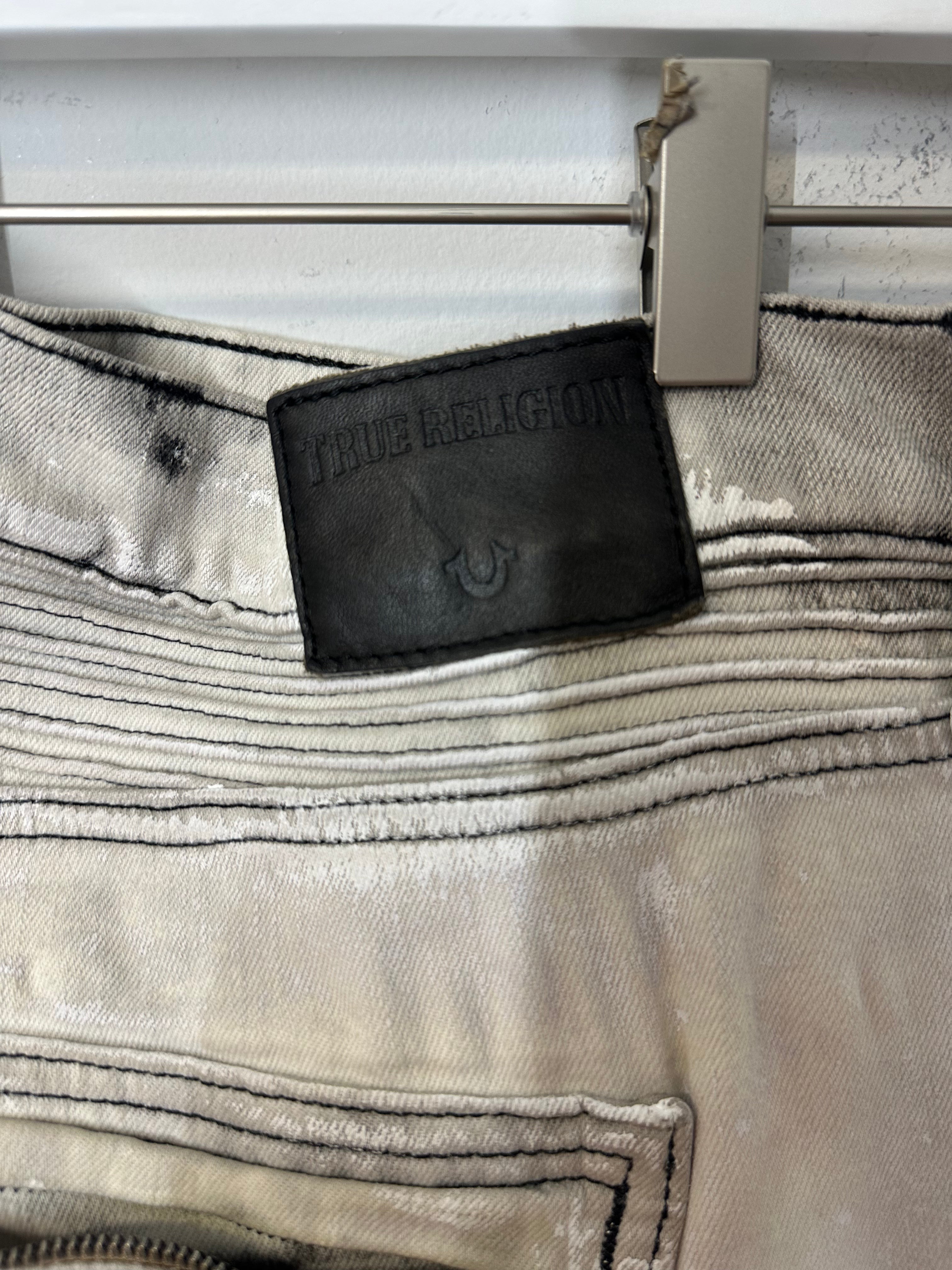 True Religion Rocco Moto Bleach Distressed biker jeans men's sz 44