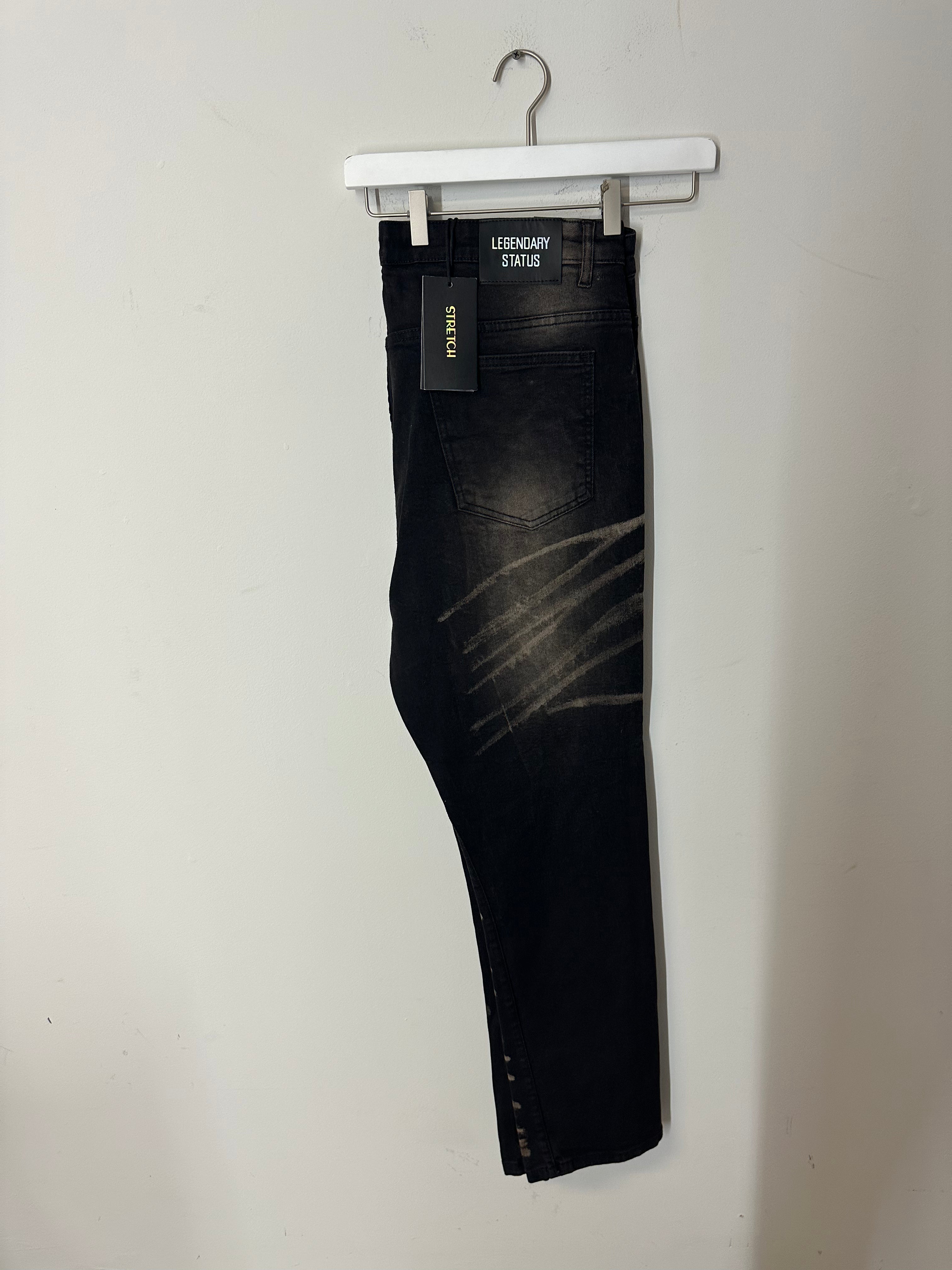 NEW Legendary Status men's black faded stacked denim jeans sz 40
