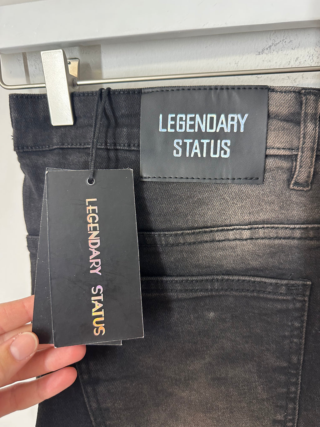 NEW Legendary Status men's black faded stacked denim jeans sz 40