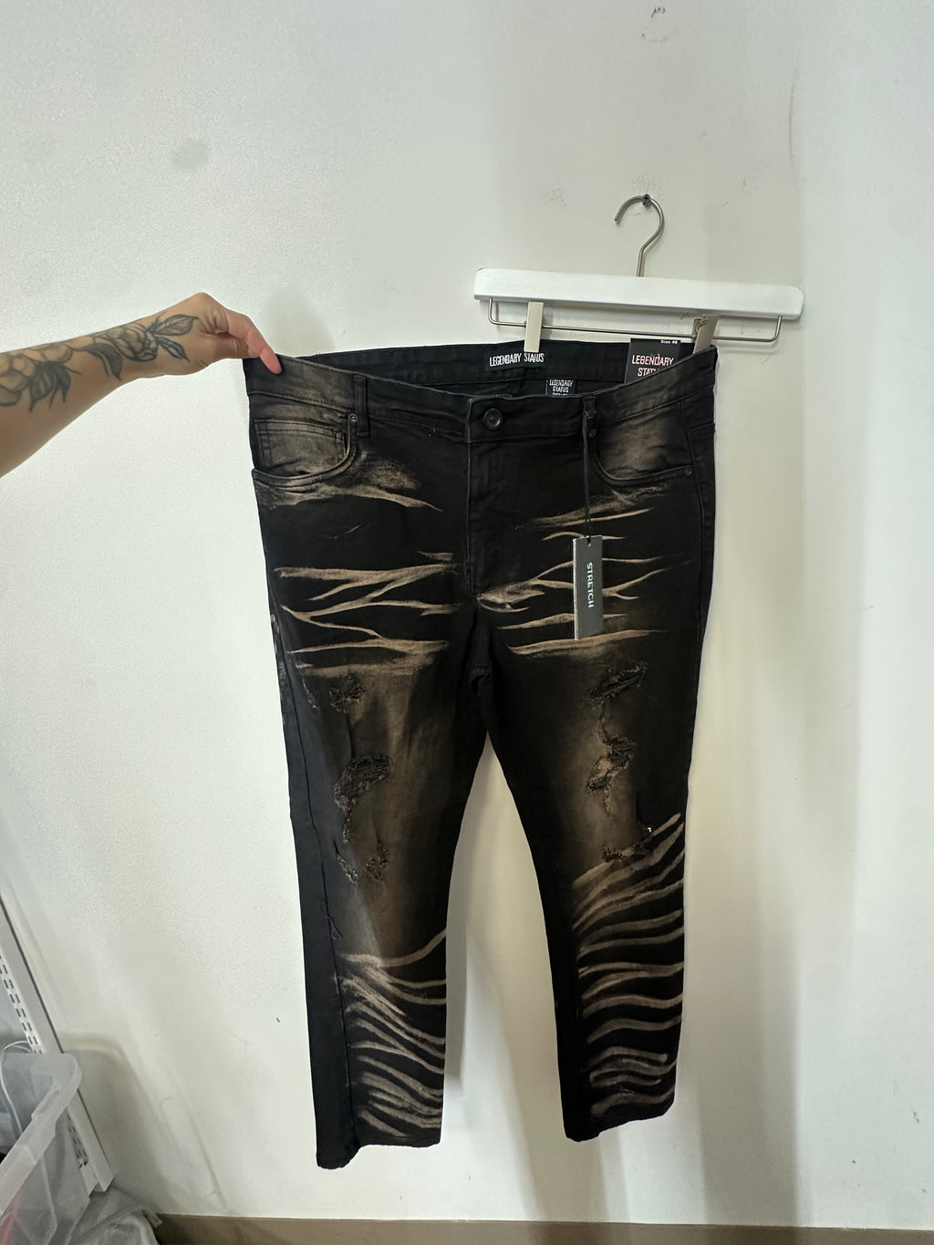 NEW Legendary Status men's black faded stacked denim jeans sz 40