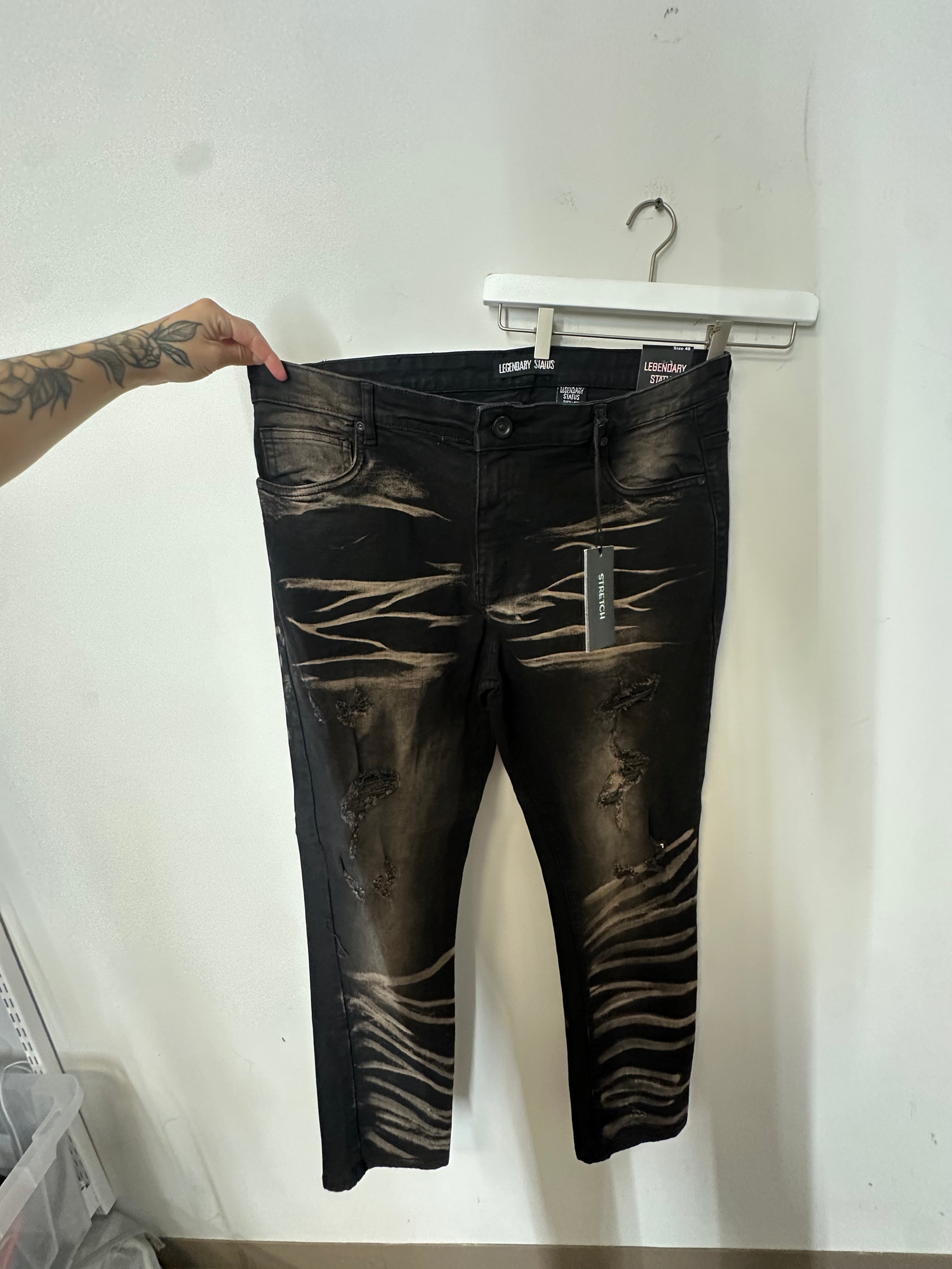 NEW Legendary Status men's black faded stacked denim jeans sz 40