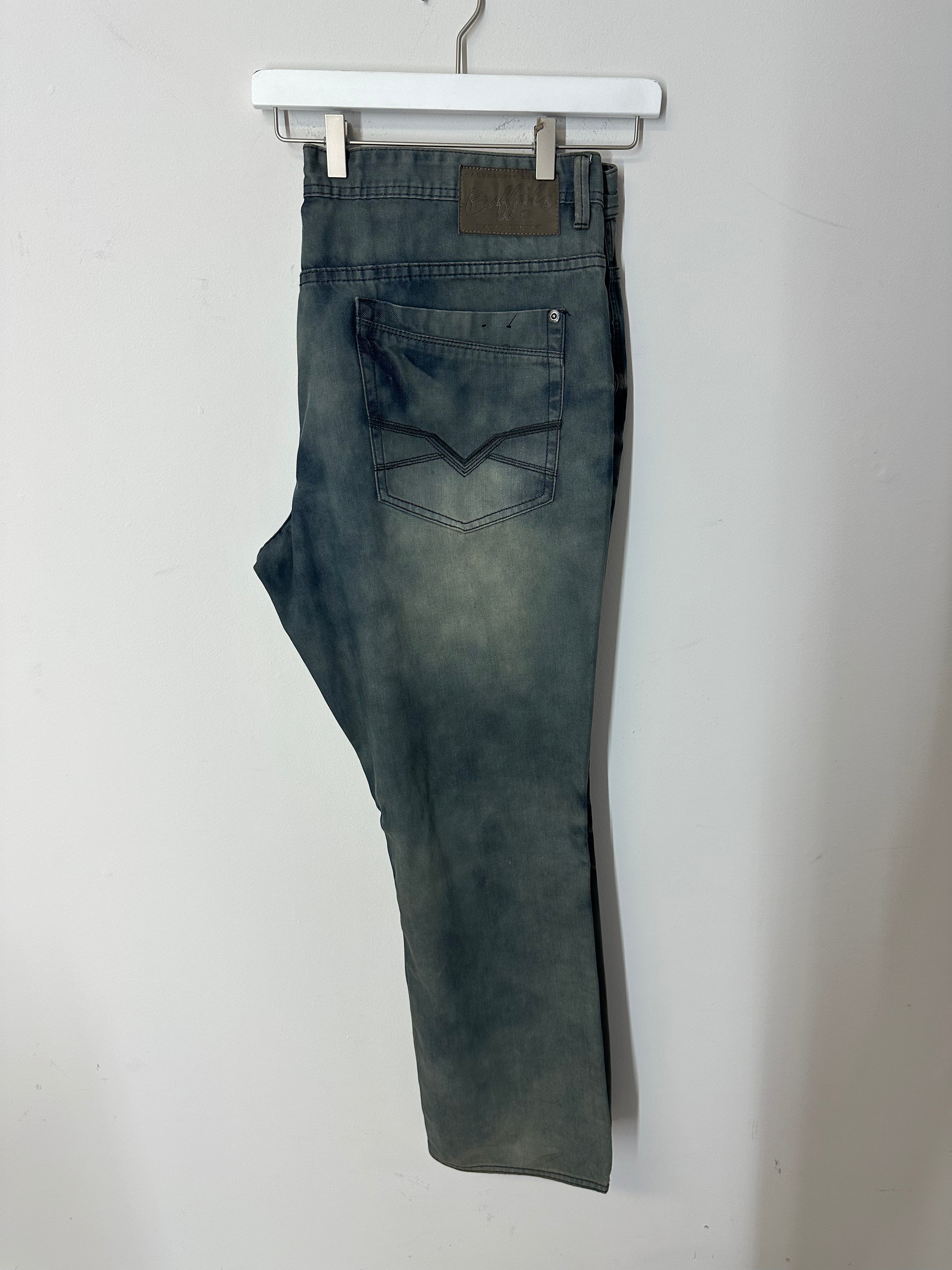 Buffalo David Bitton blue-grey acid-washed stretch denim jeans men's sz 44