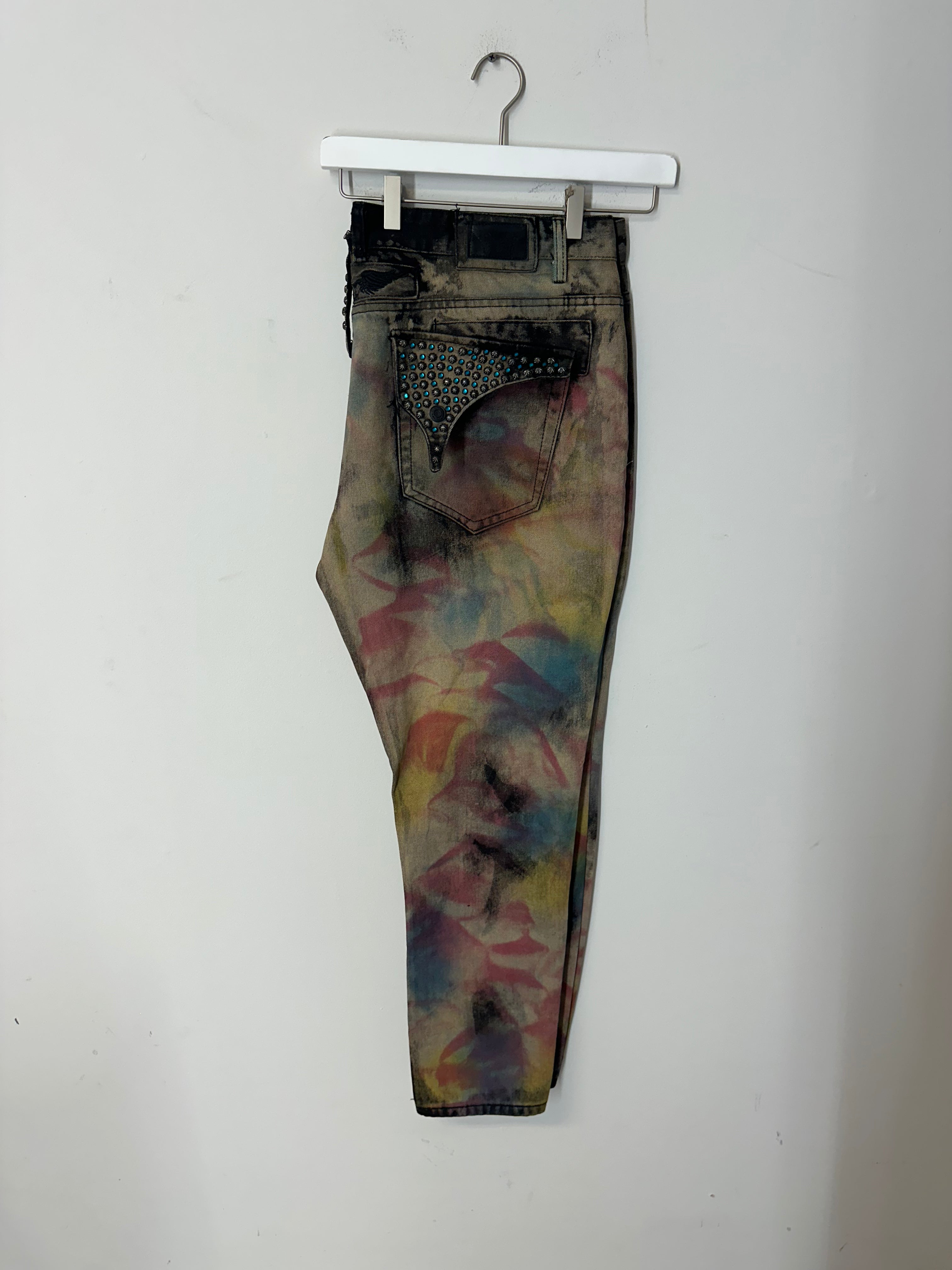Robin's Jean tie-dye jeans with studded crystal embellishments men's sz 42