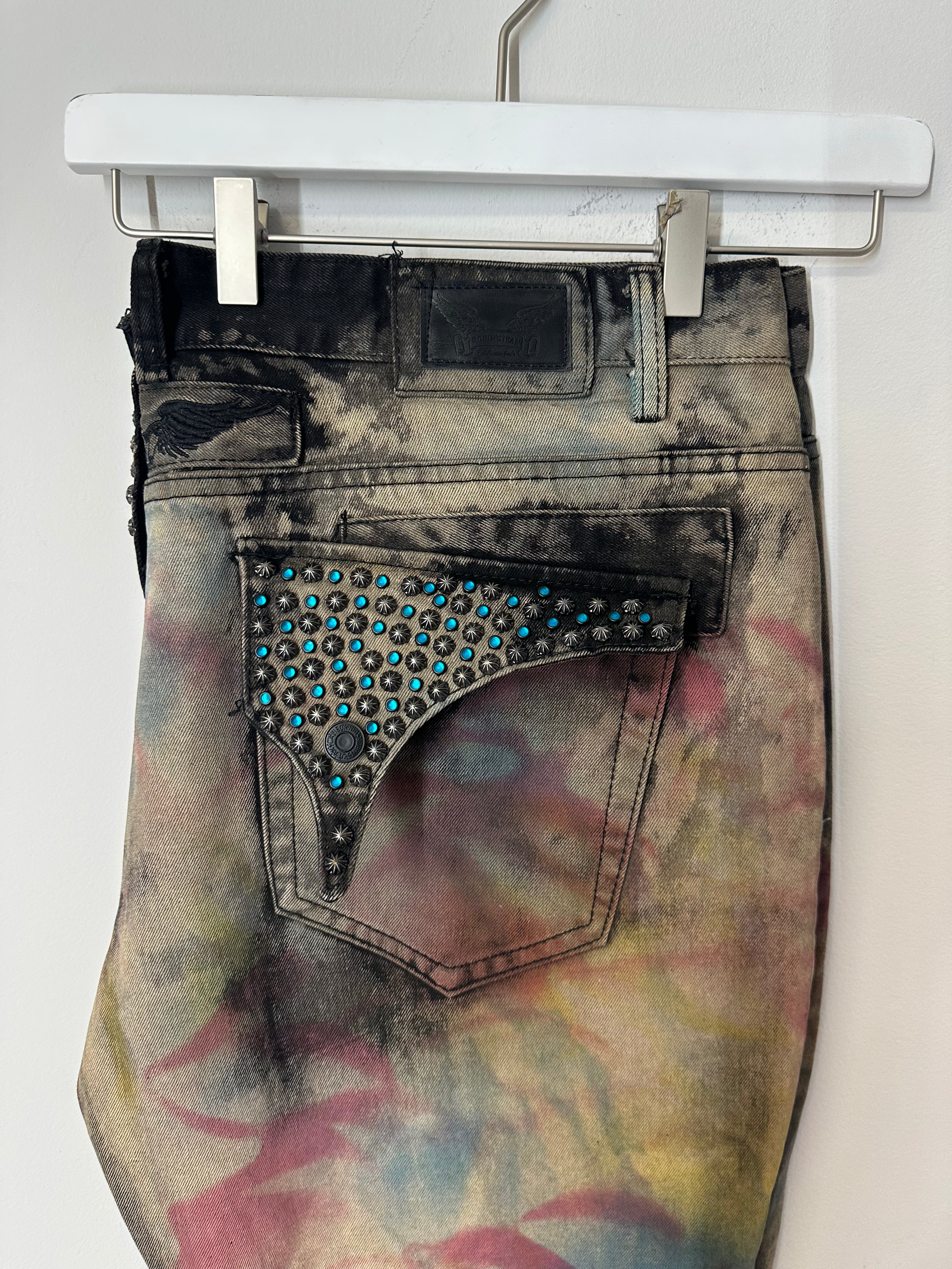 Robin's Jean tie-dye jeans with studded crystal embellishments men's sz 42