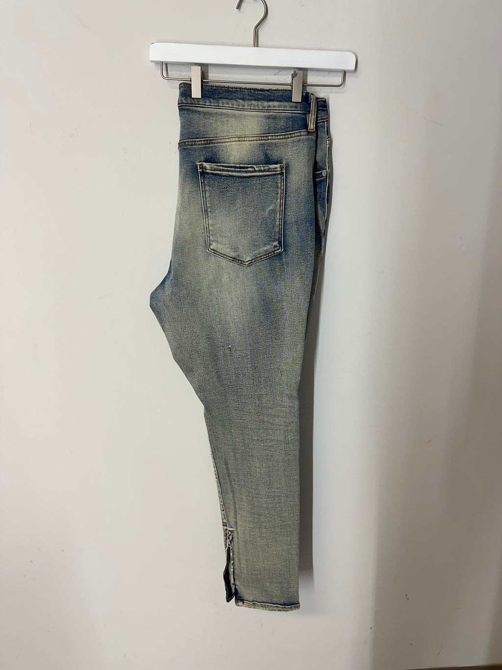 Novamen blue vintage-wash distressed skinny jeans men's sz 40
