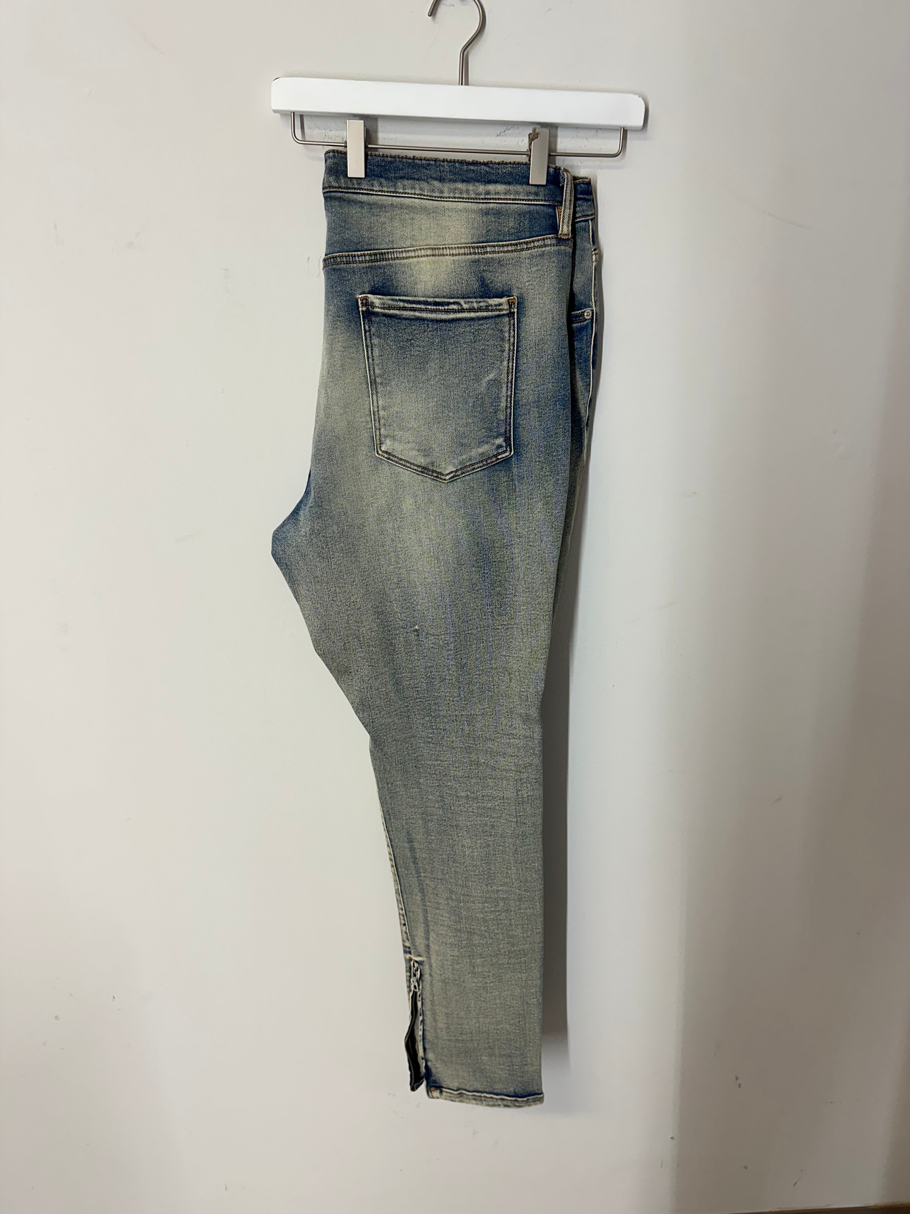 Novamen blue vintage-wash distressed skinny jeans men's sz 40