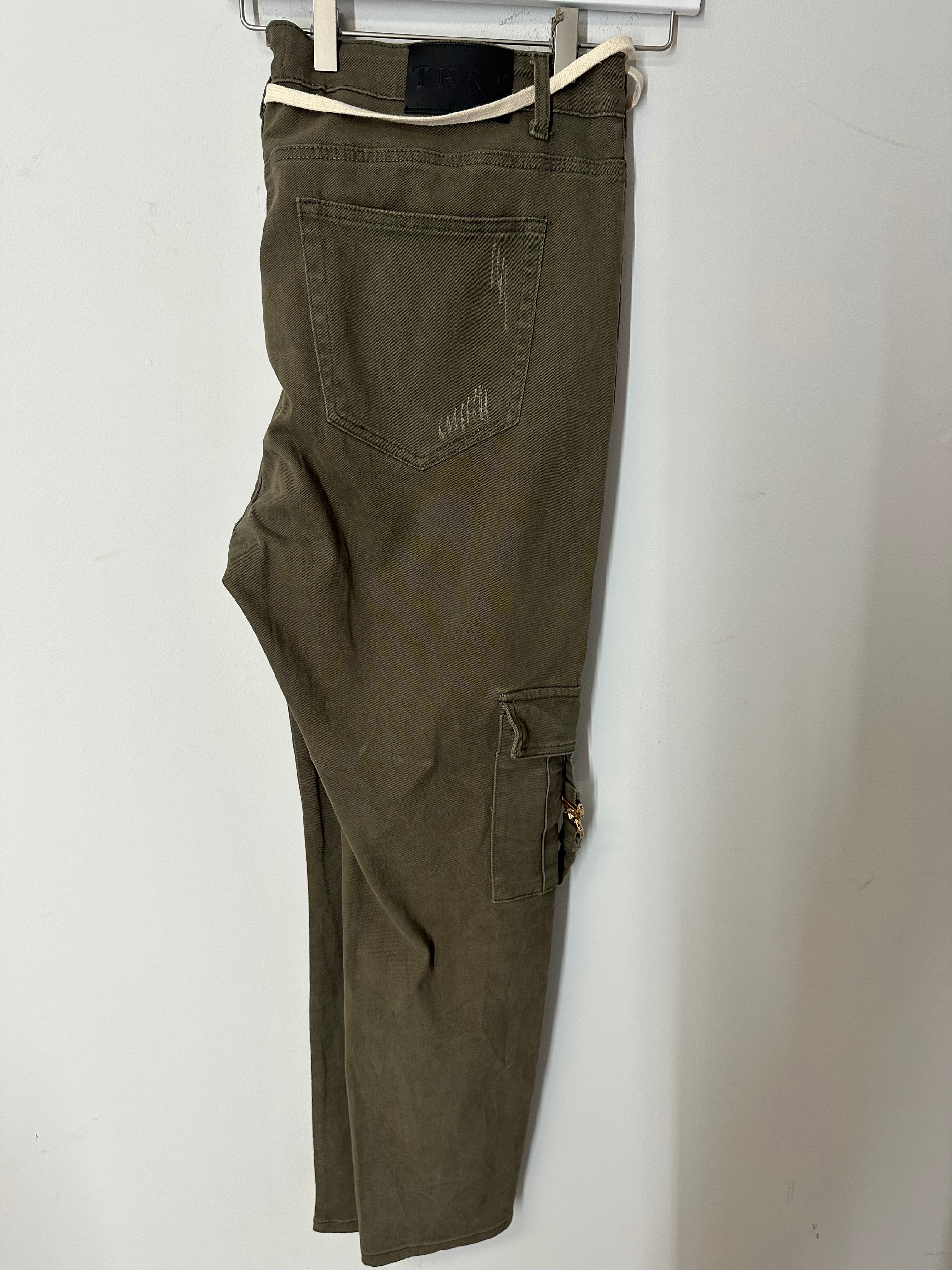 THRT olive green utility cargo pants men's sz 44