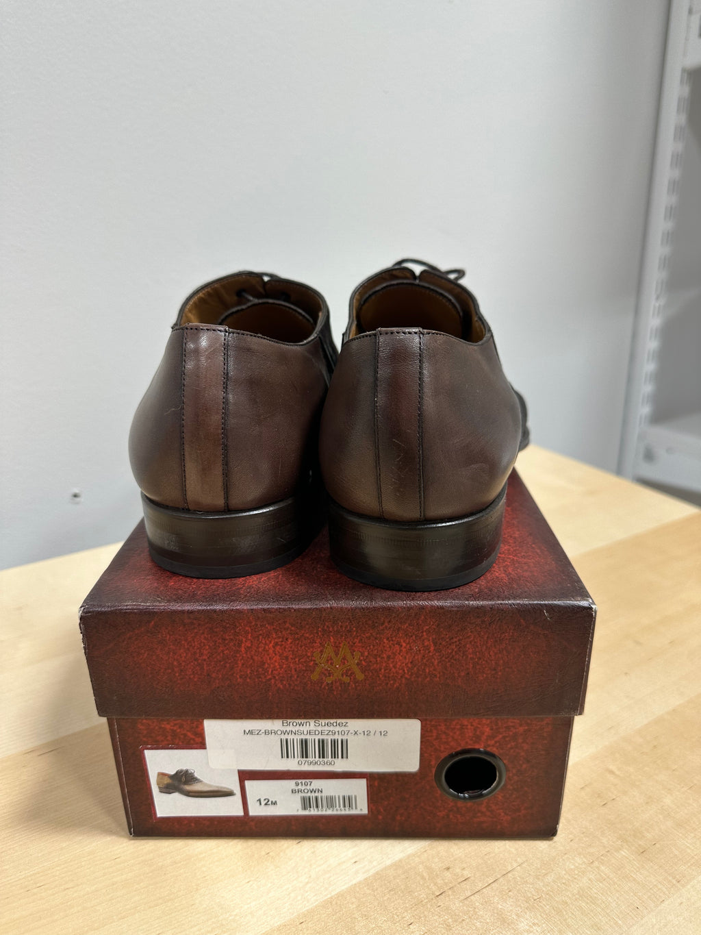 Two-tone brown leather and suede oxford dress shoes men's sz 12