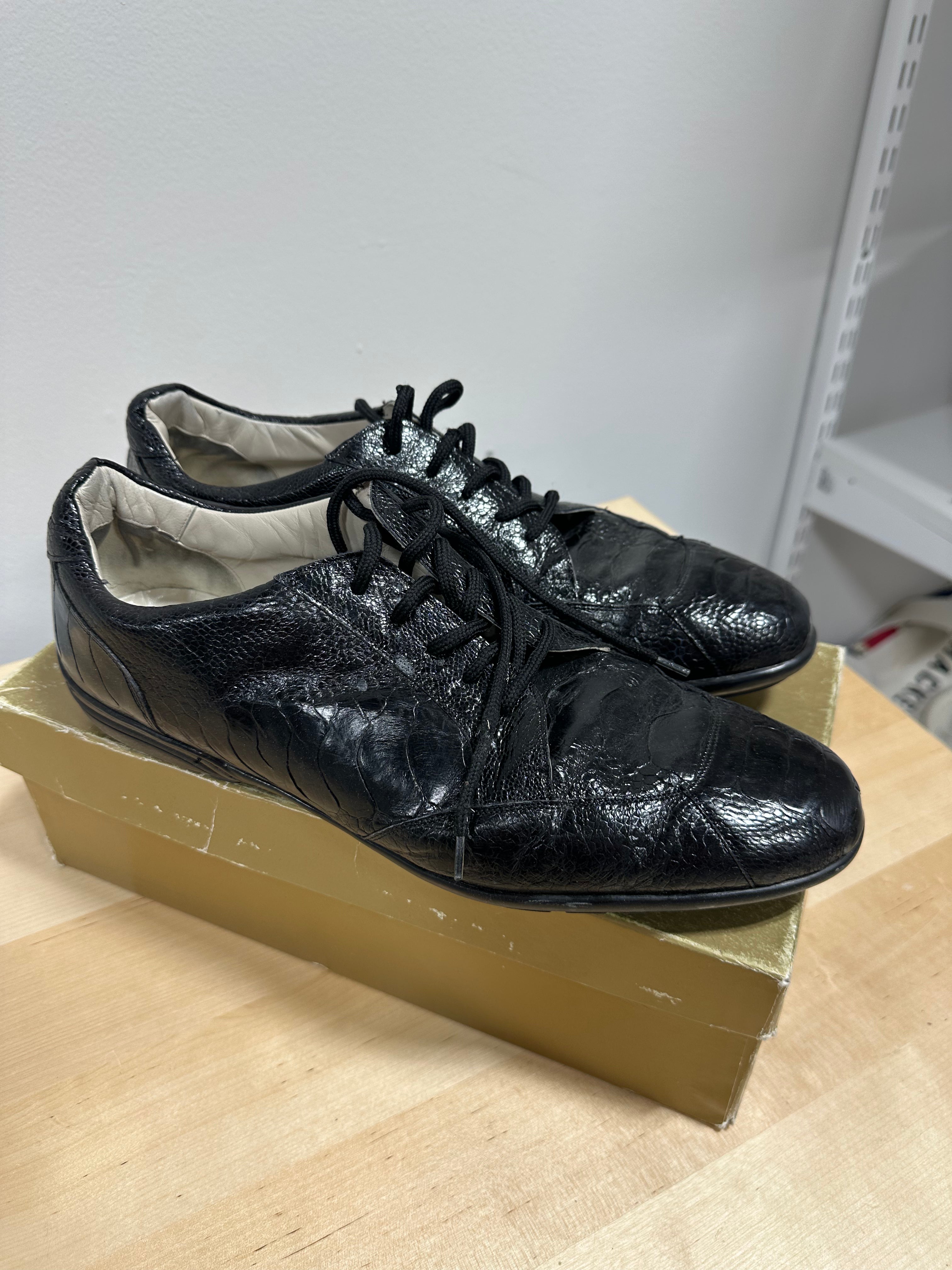 Mauri black exotic leather dress shoes men's sz 13