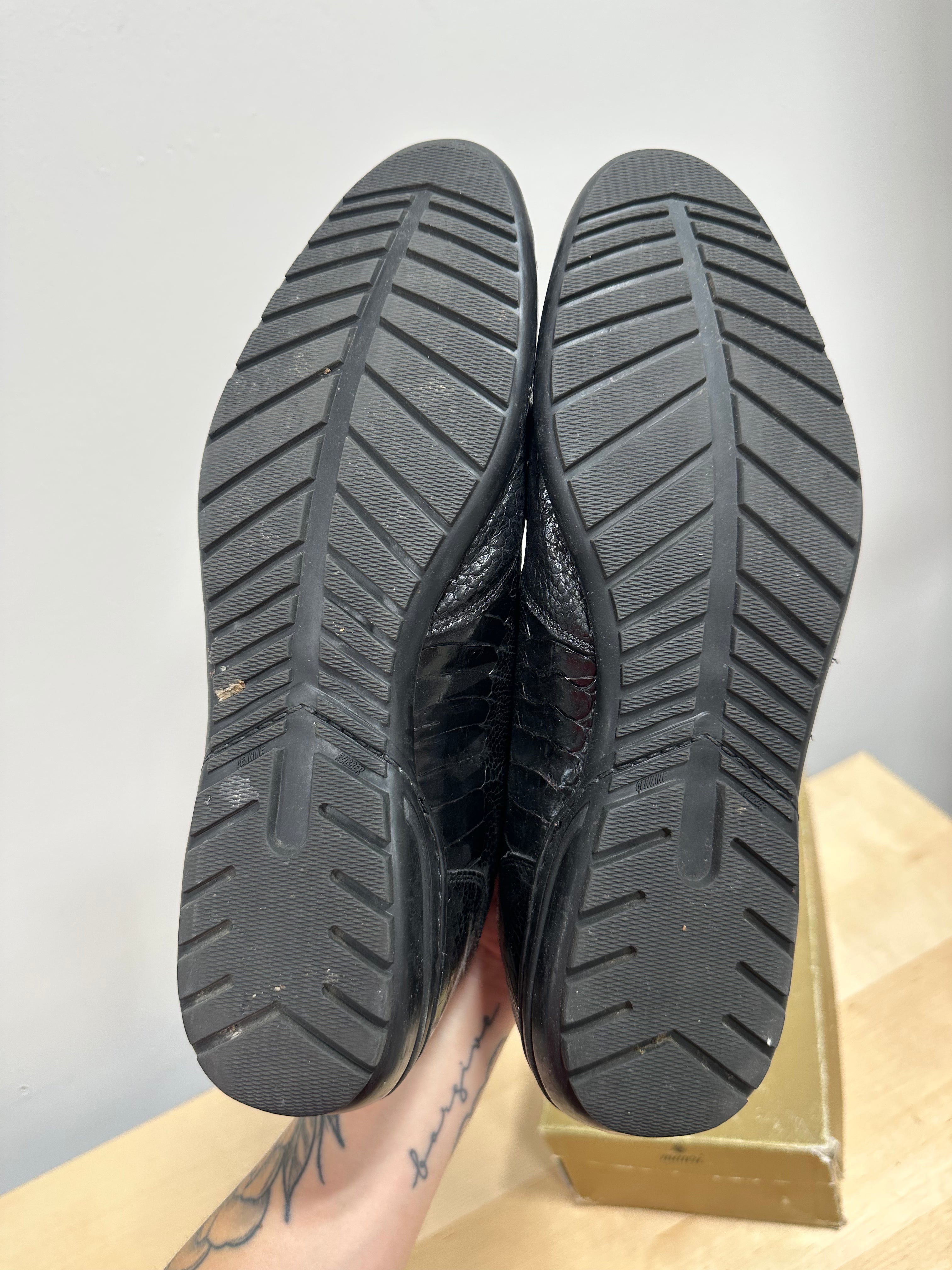 Mauri black exotic leather dress shoes men's sz 13
