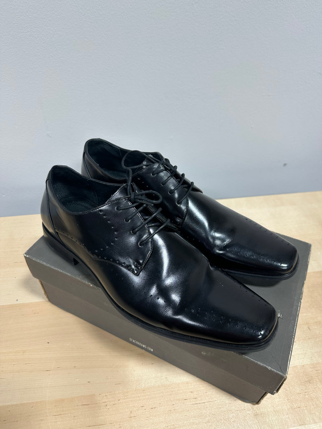 Black leather Stacy Adams Atwell oxfords men's sz 13