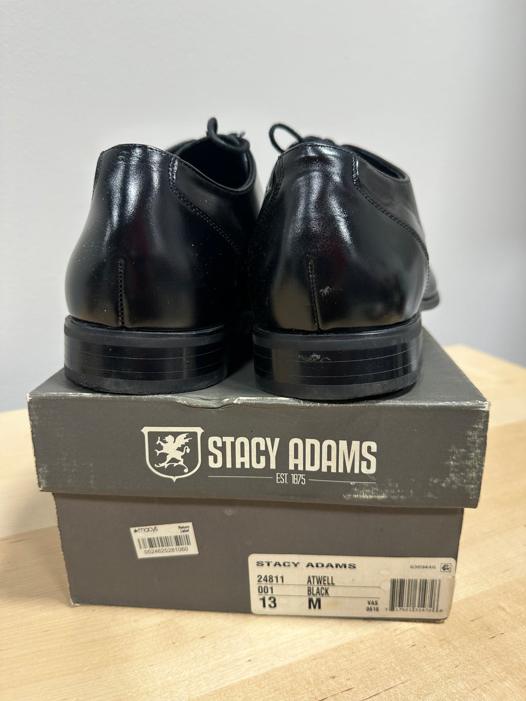 Black leather Stacy Adams Atwell oxfords men's sz 13